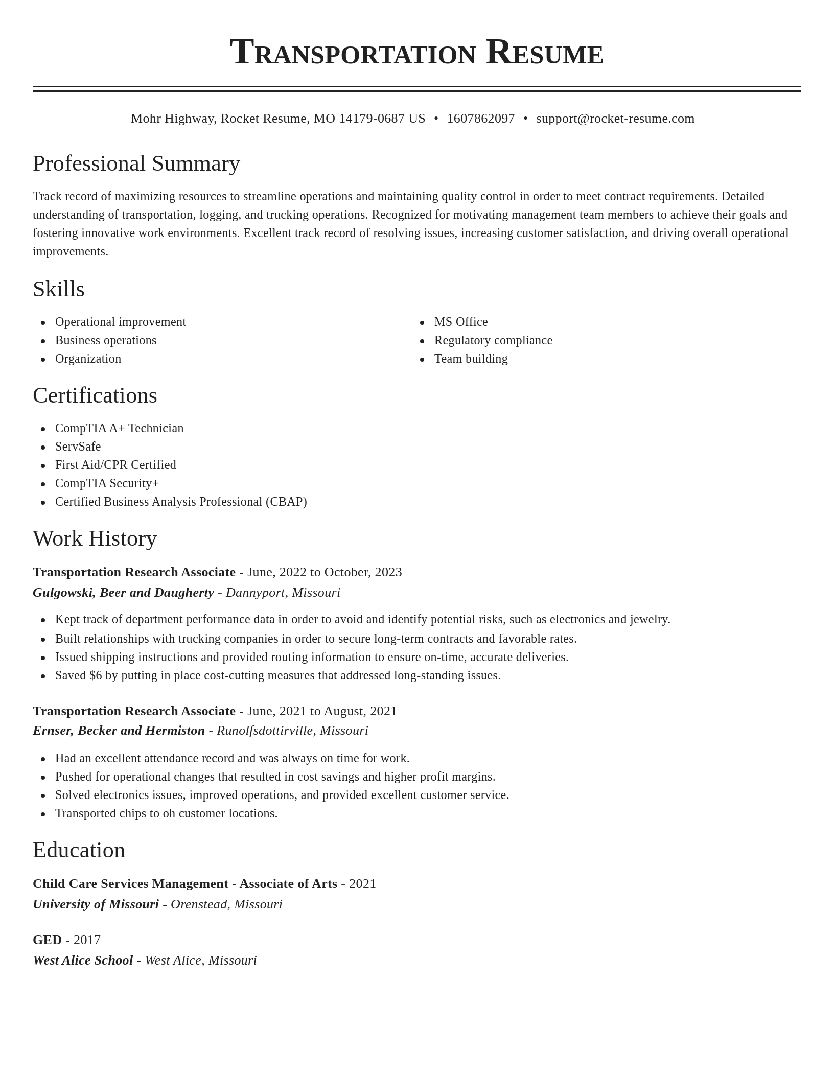Classic resume template