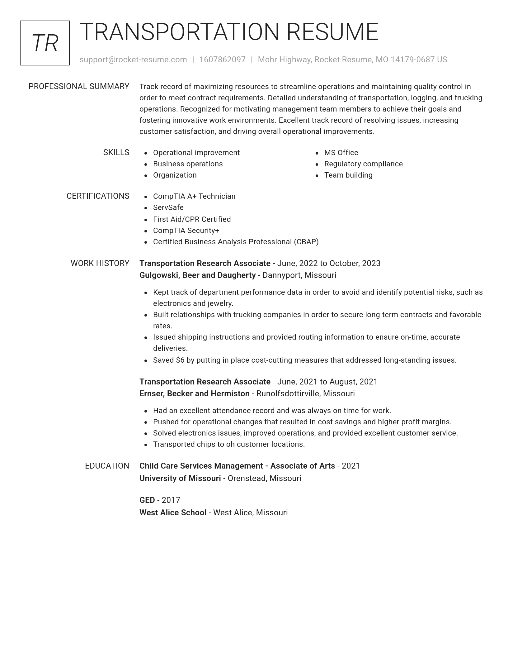 Renowned resume template