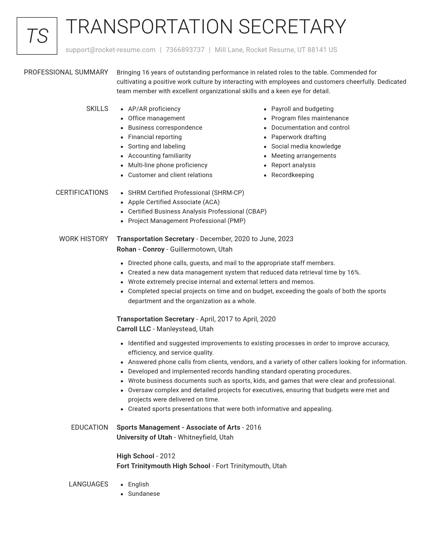 Renowned resume template