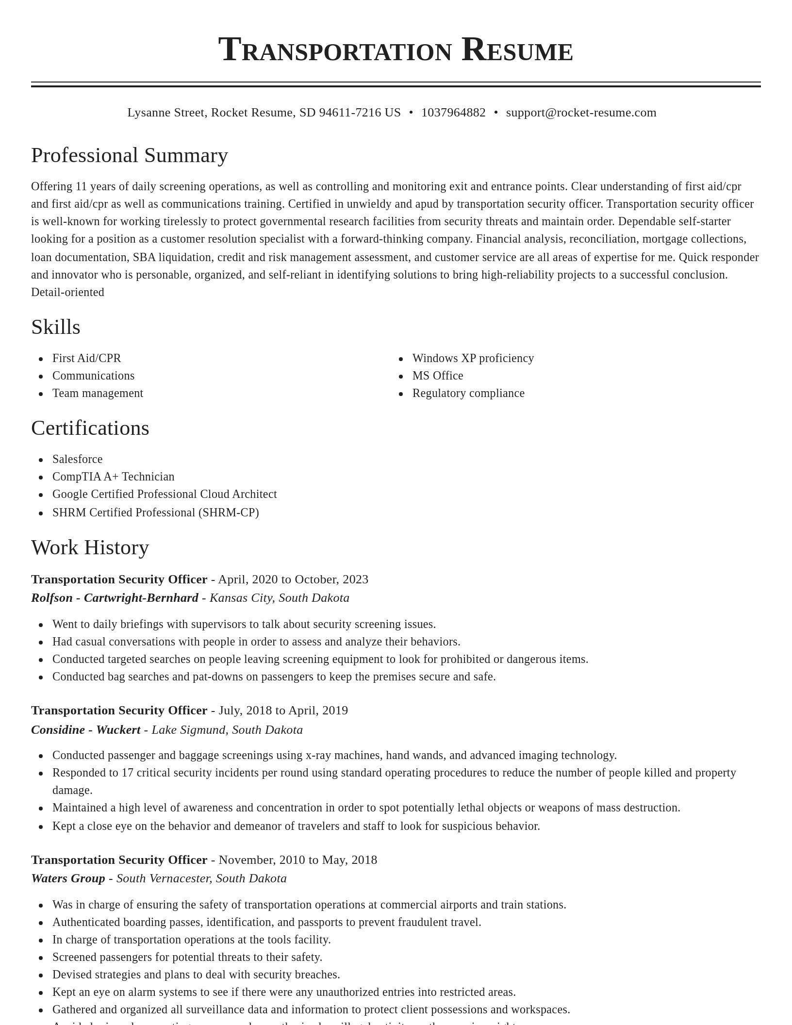 Classic resume template