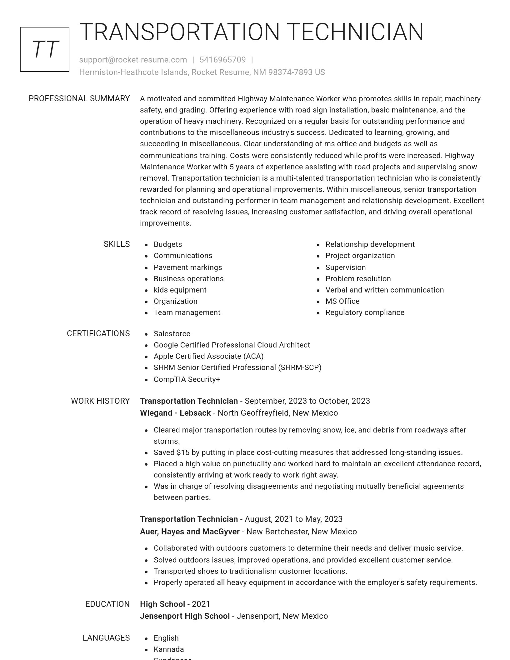 Renowned resume template