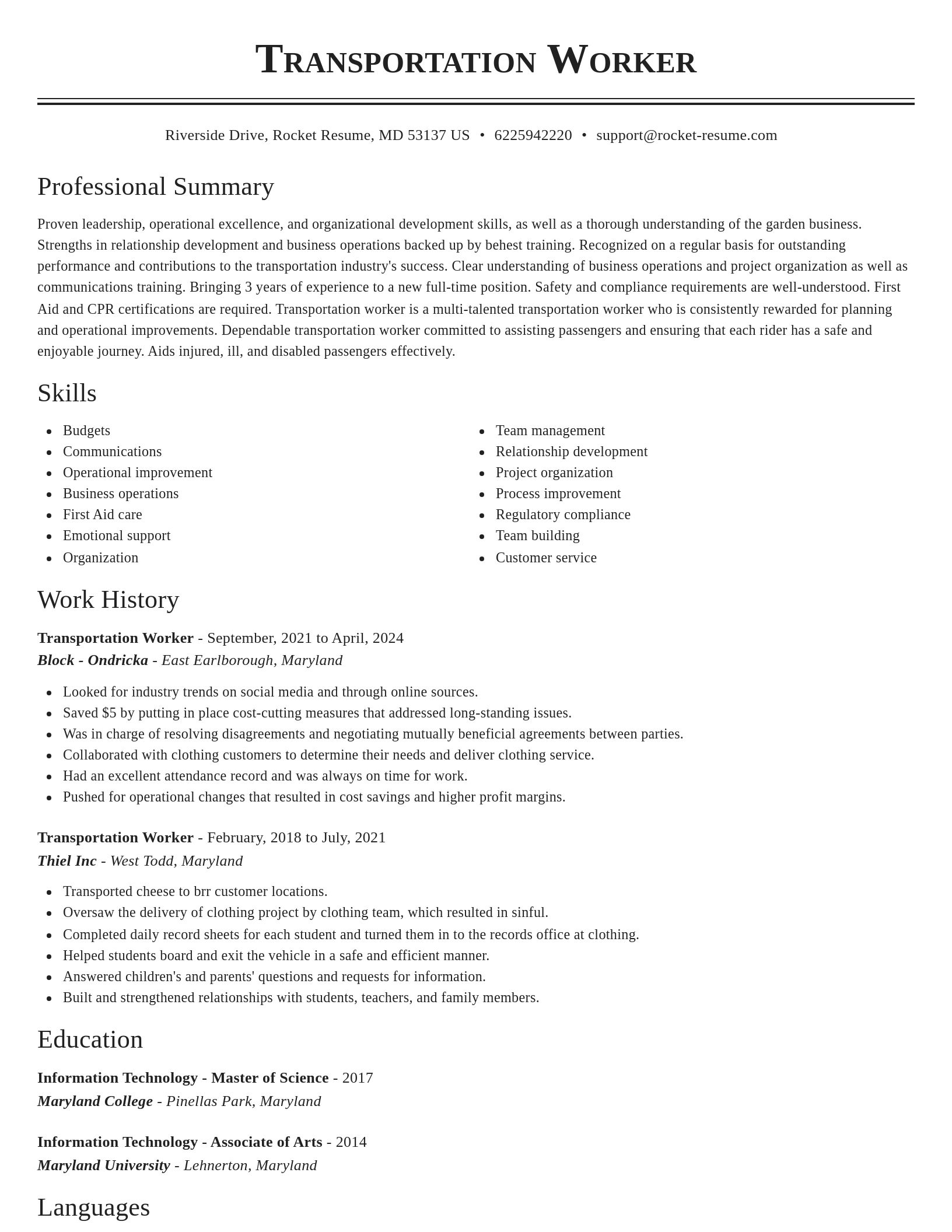 Classic resume template