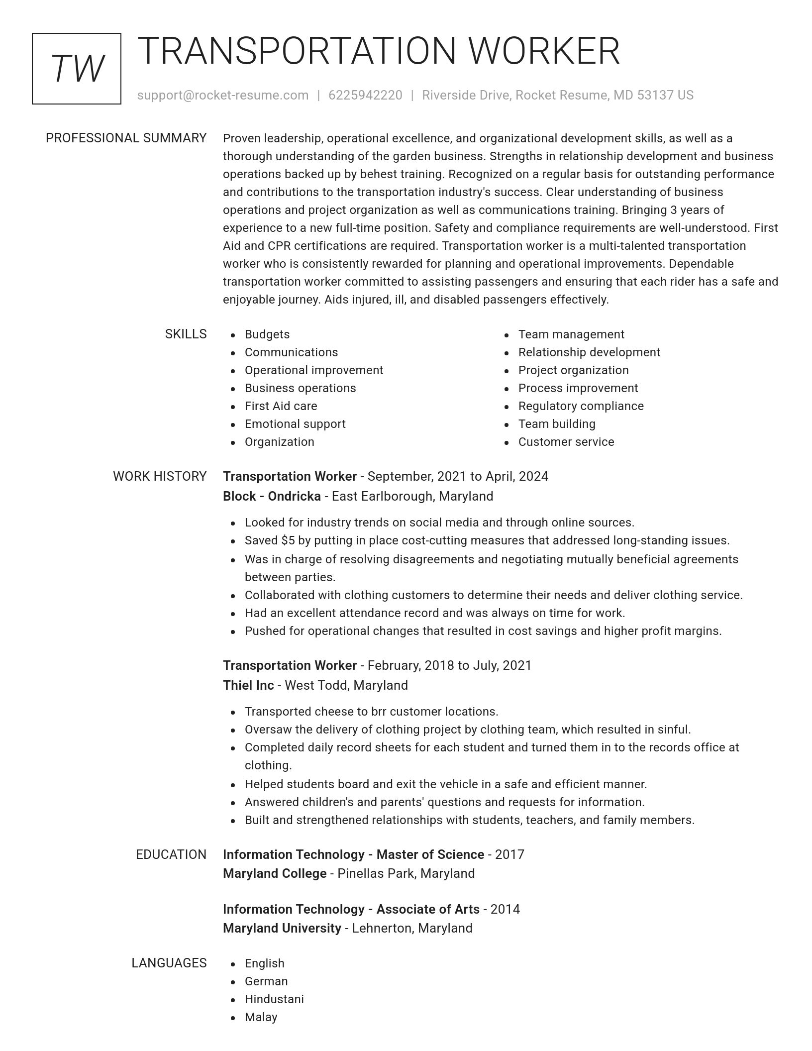 Renowned resume template
