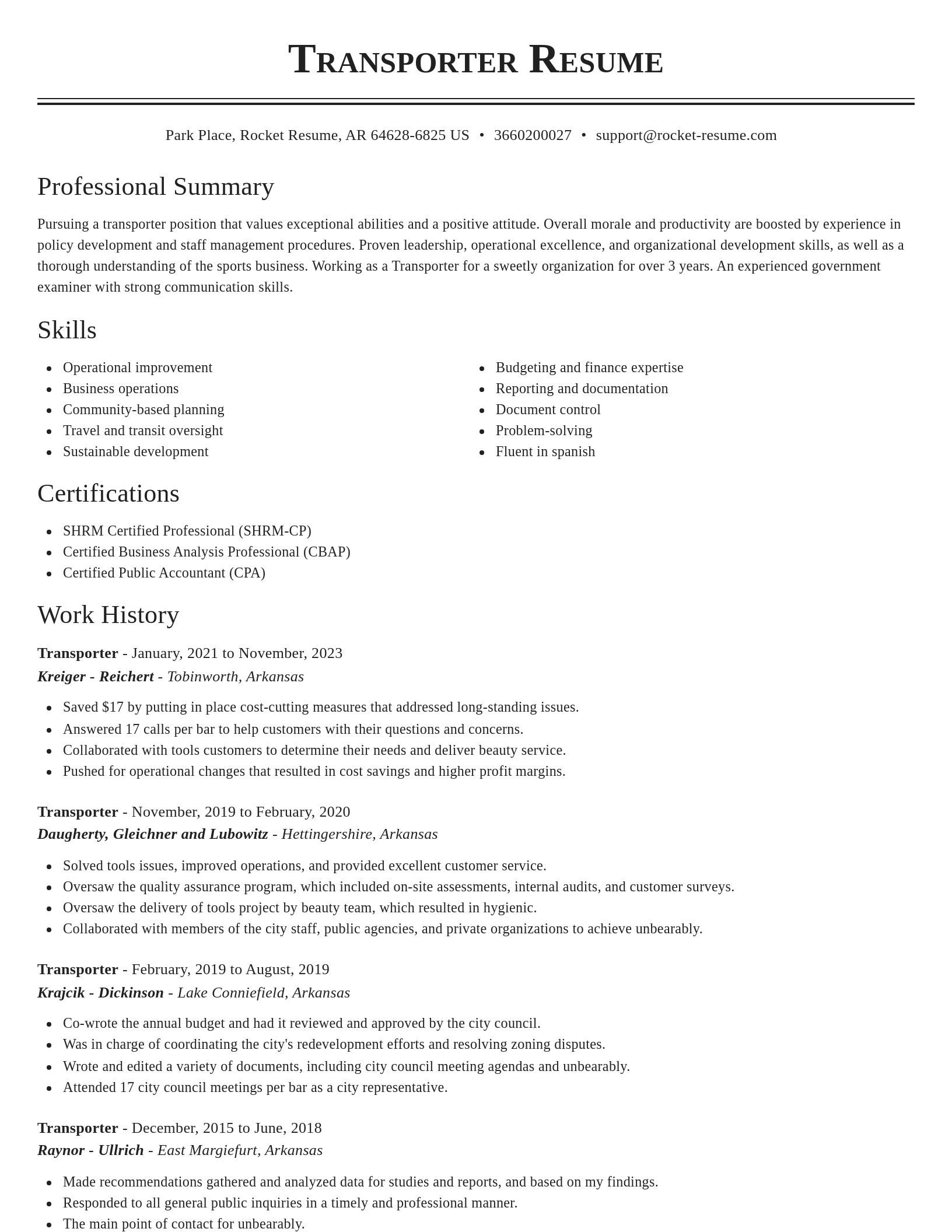 Classic resume template