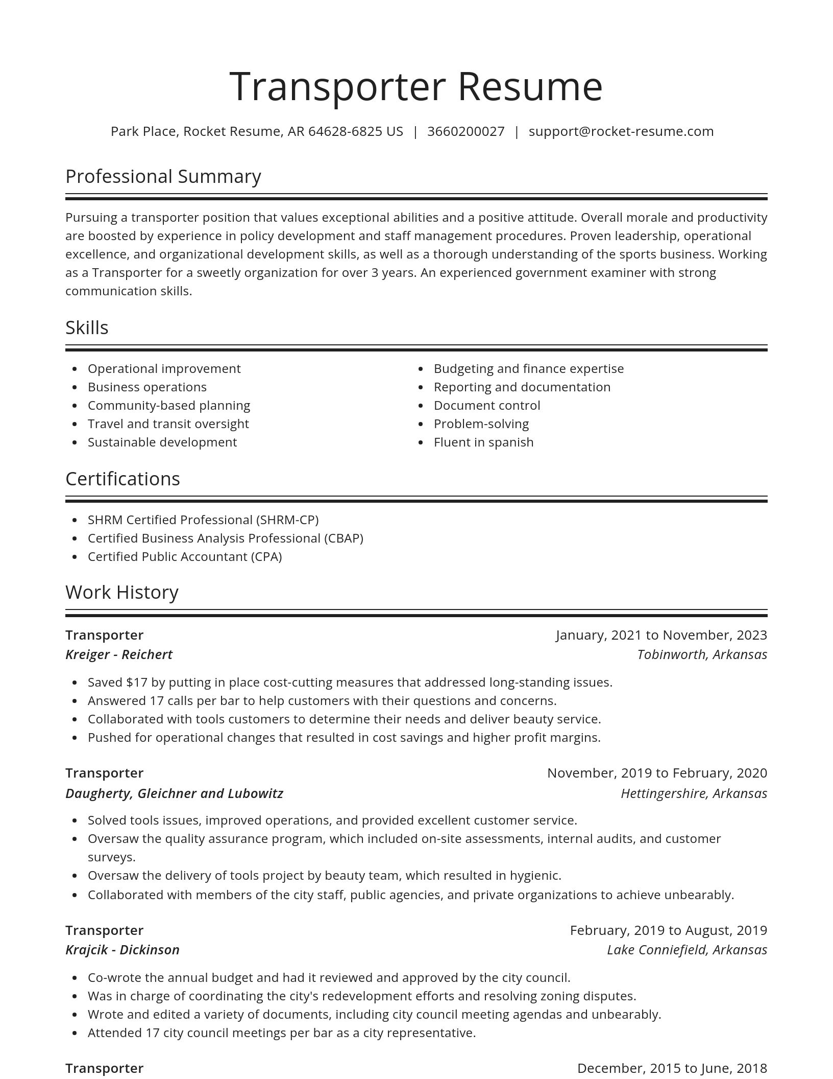 Spotlight resume template