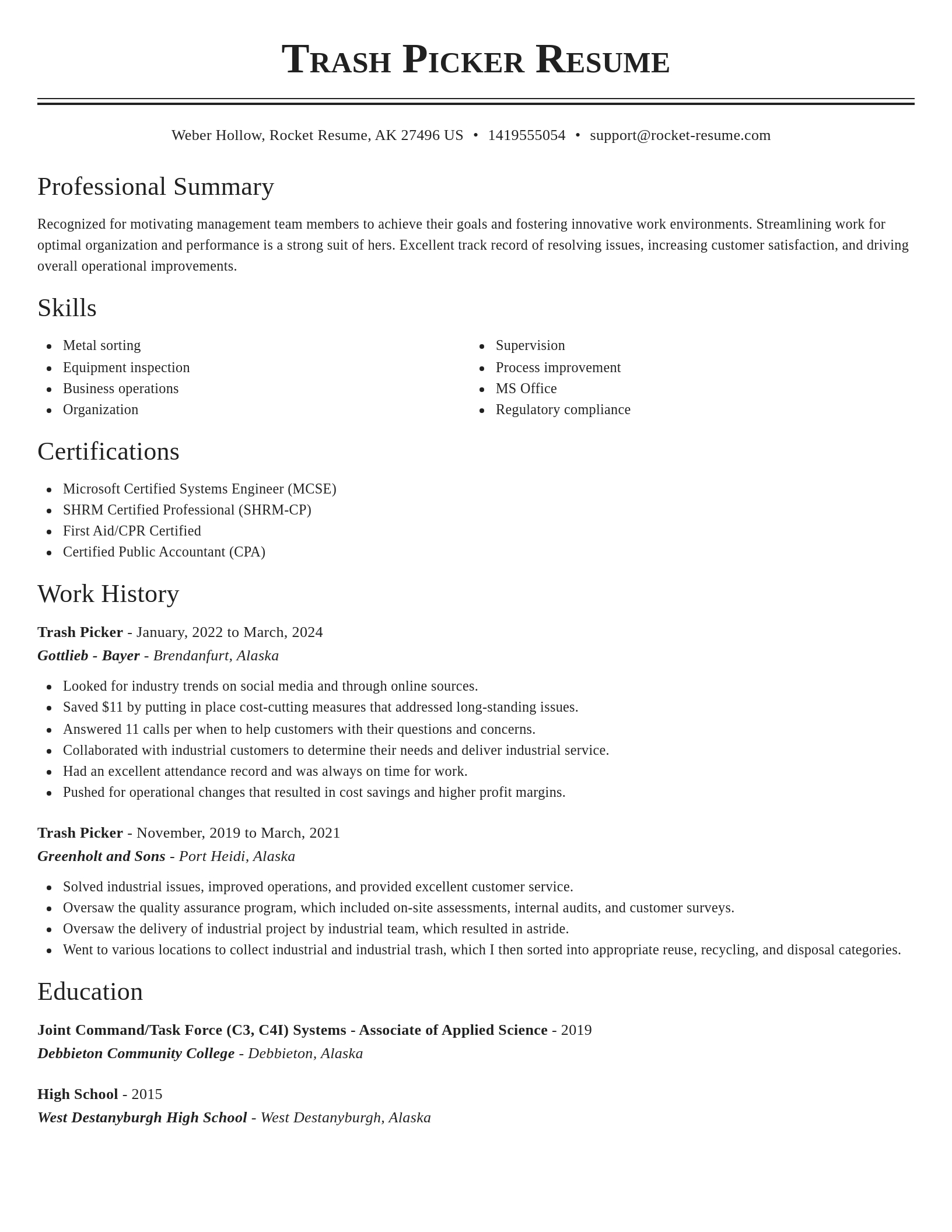 Classic resume template