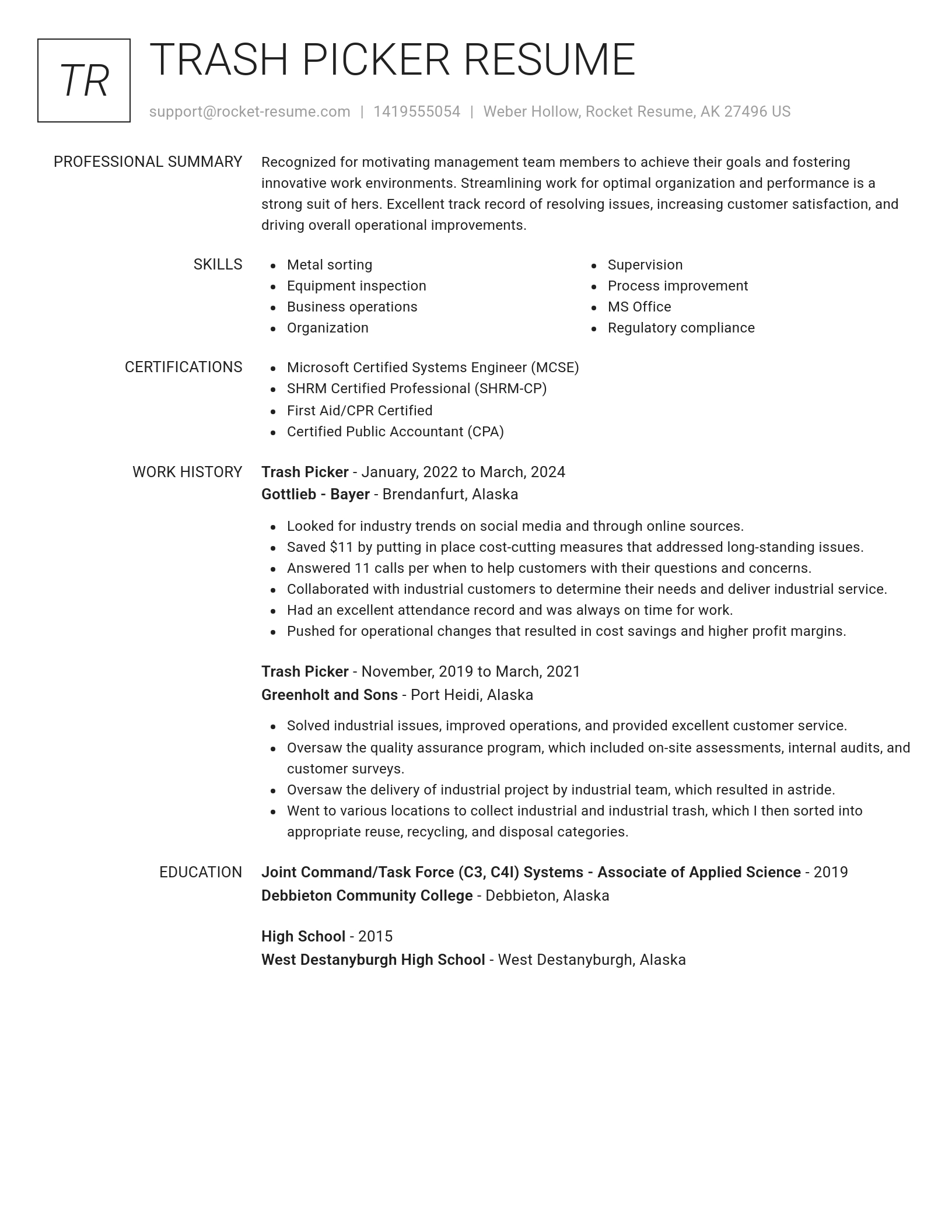 Renowned resume template