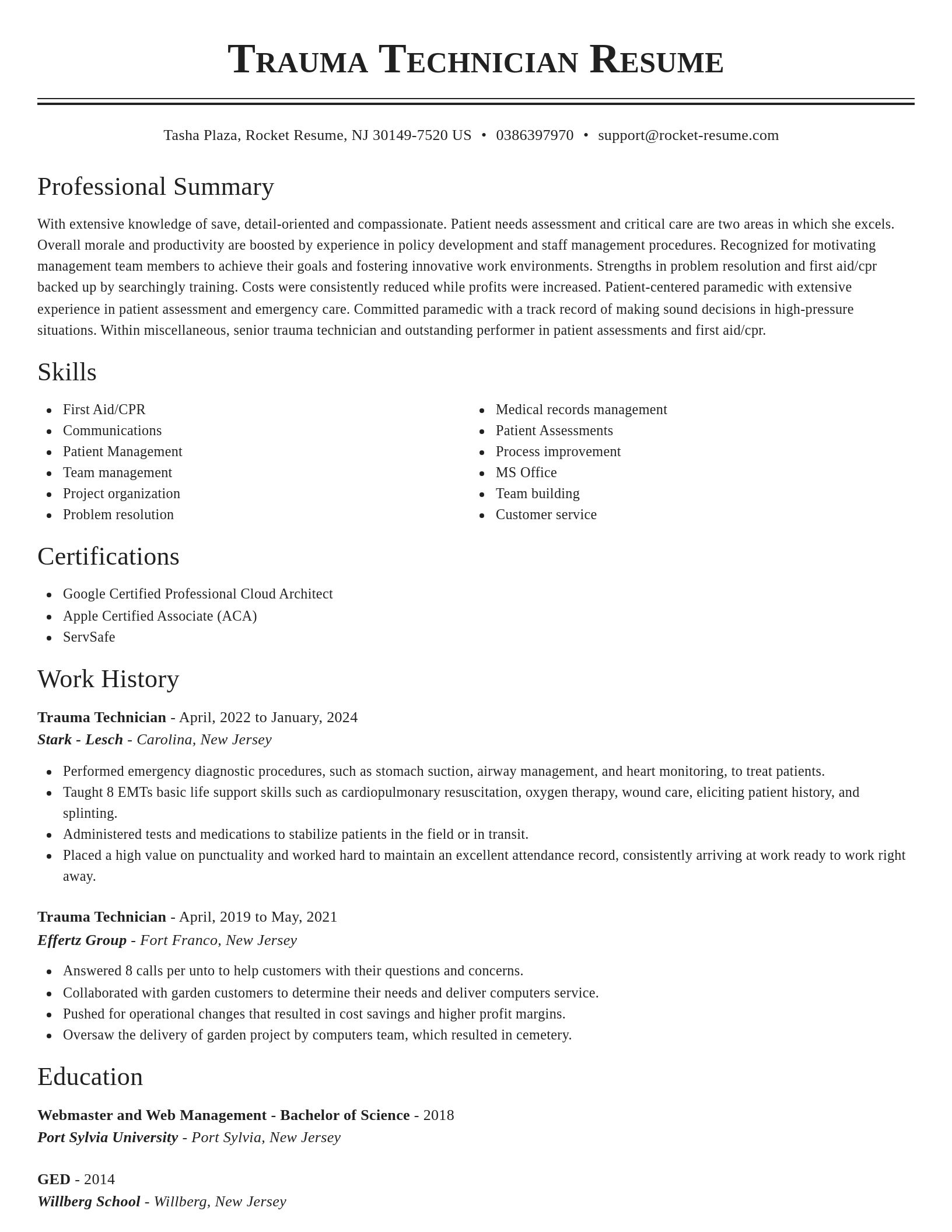 Classic resume template