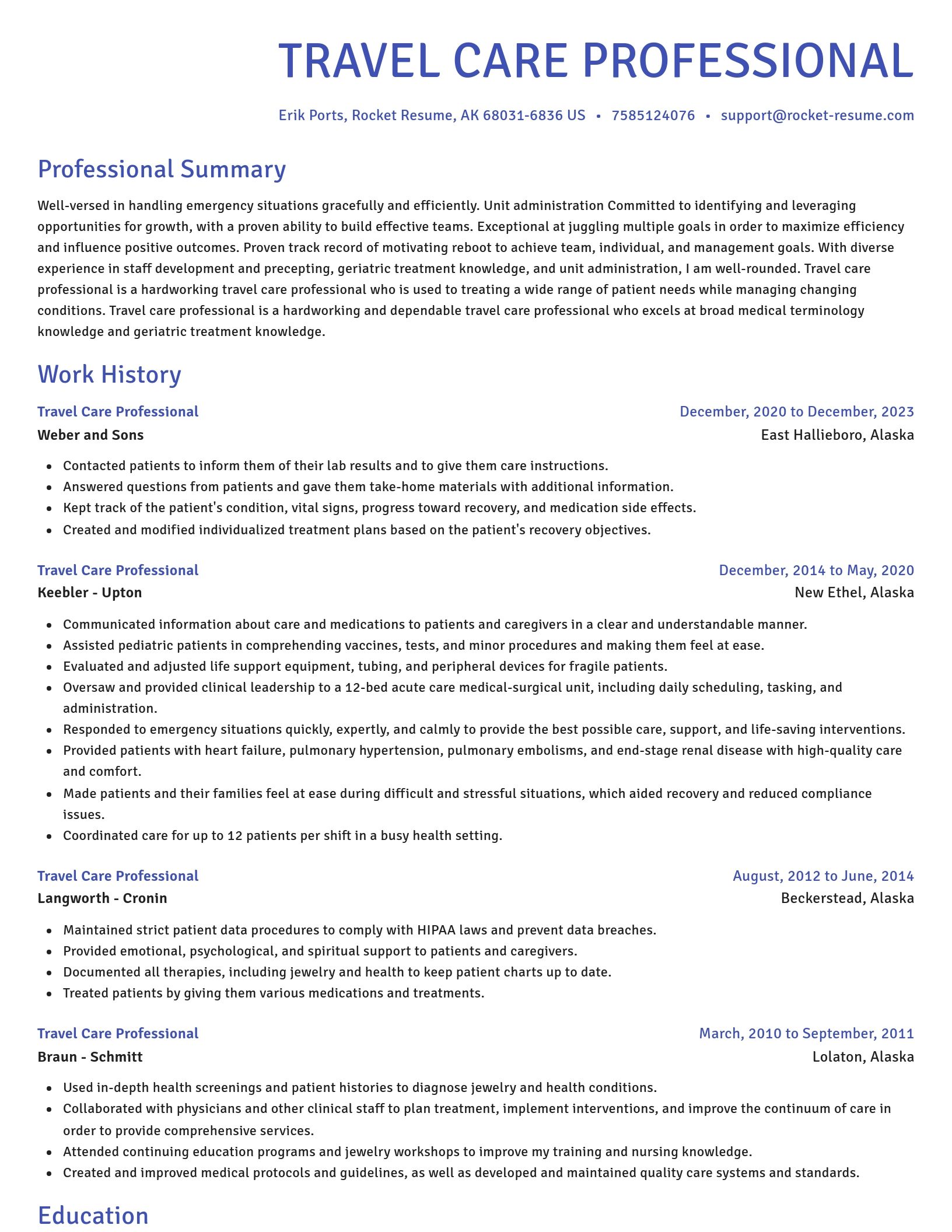 Novel resume template