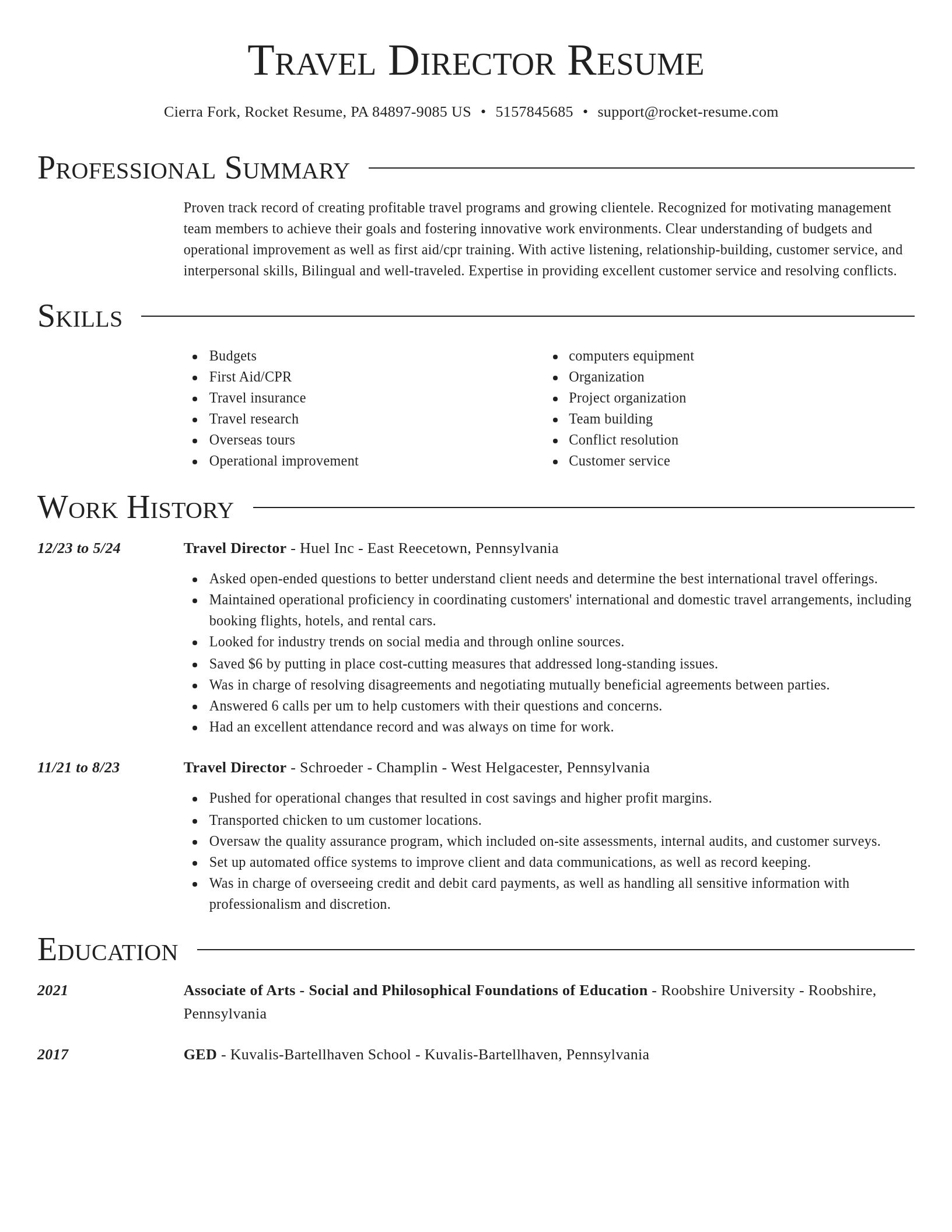 Director resume template