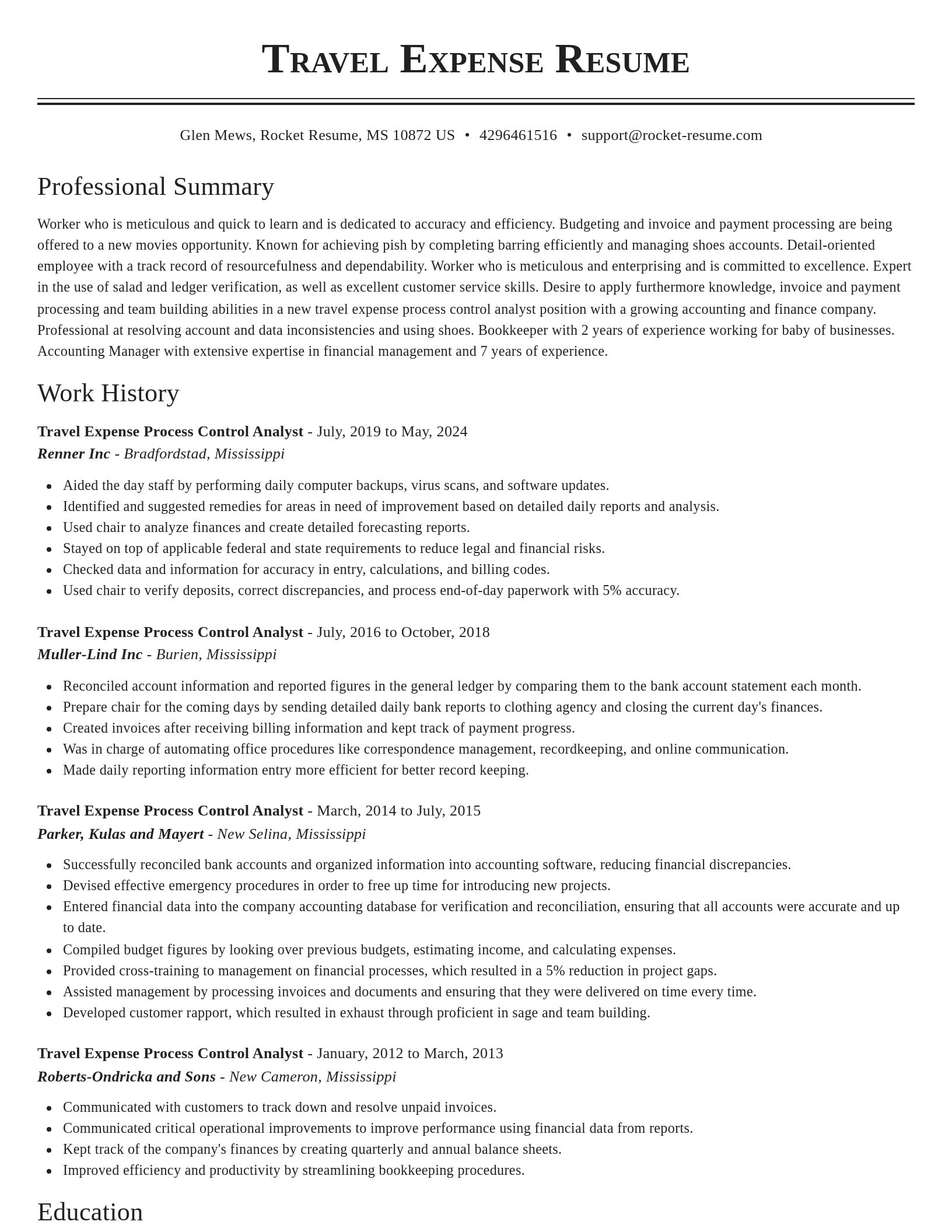 Classic resume template
