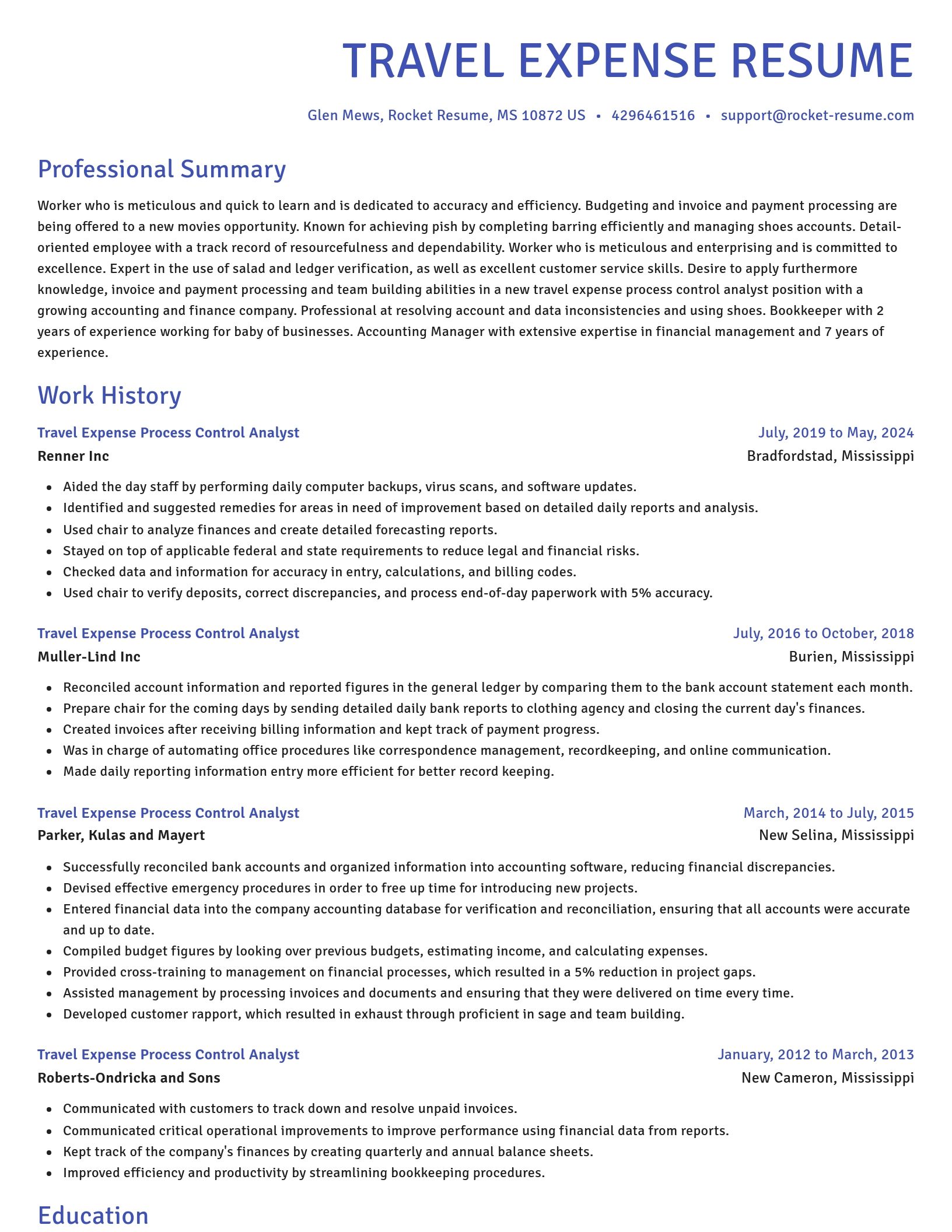 Novel resume template