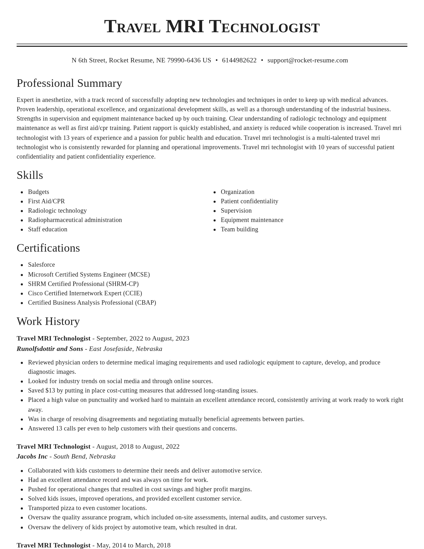Classic resume template