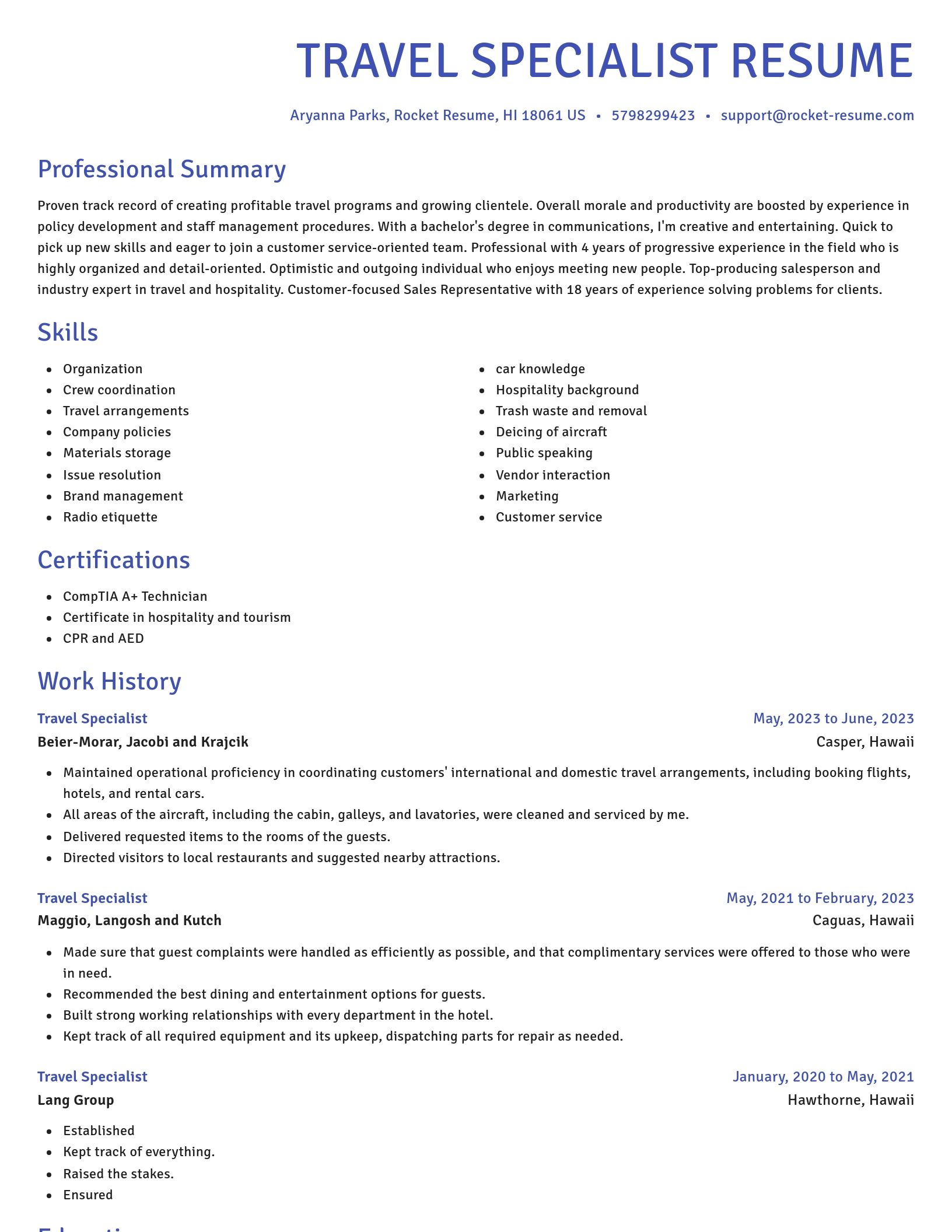 Novel resume template