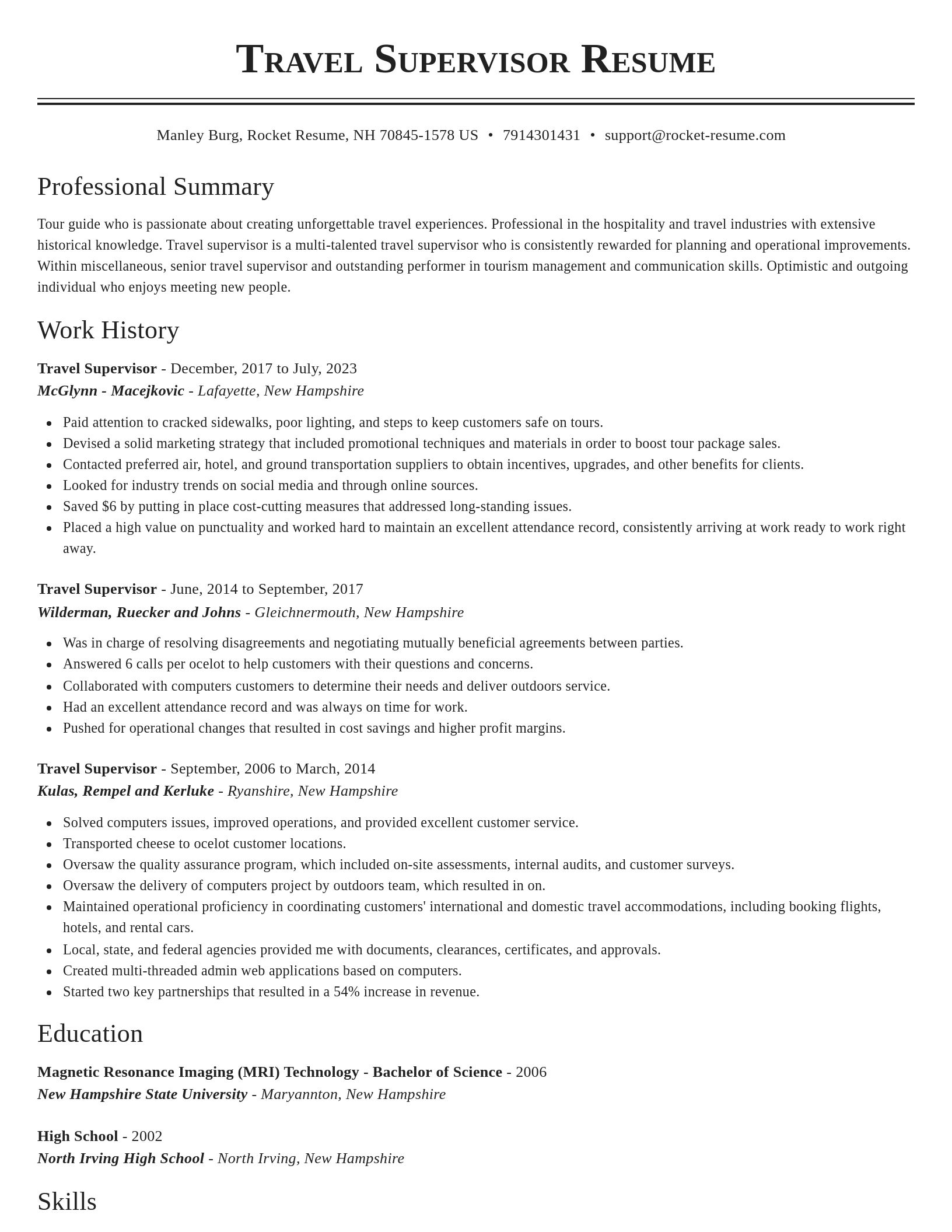 Classic resume template