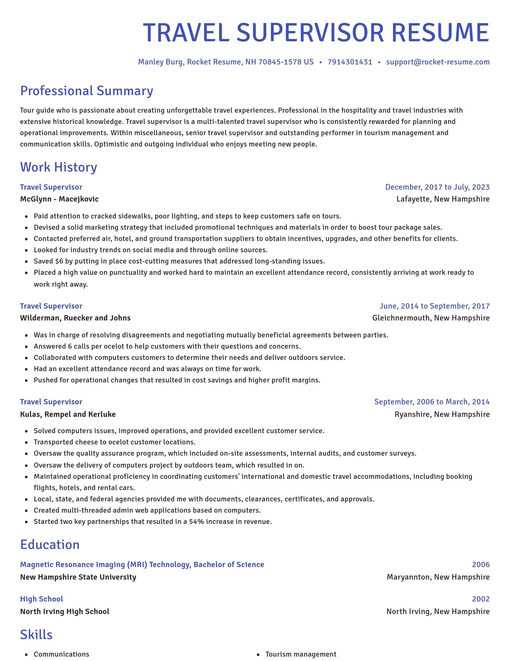 Novel resume template