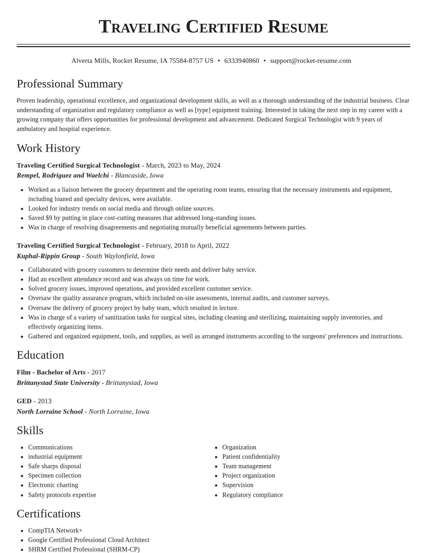 Classic resume template