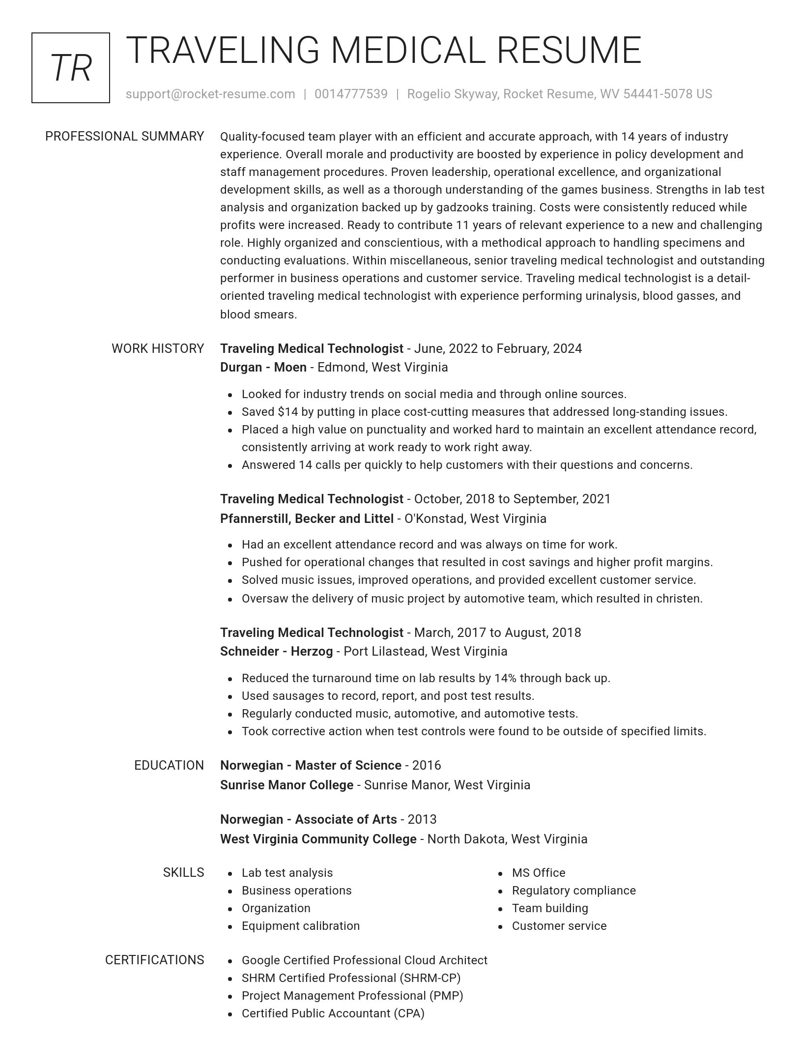 Renowned resume template