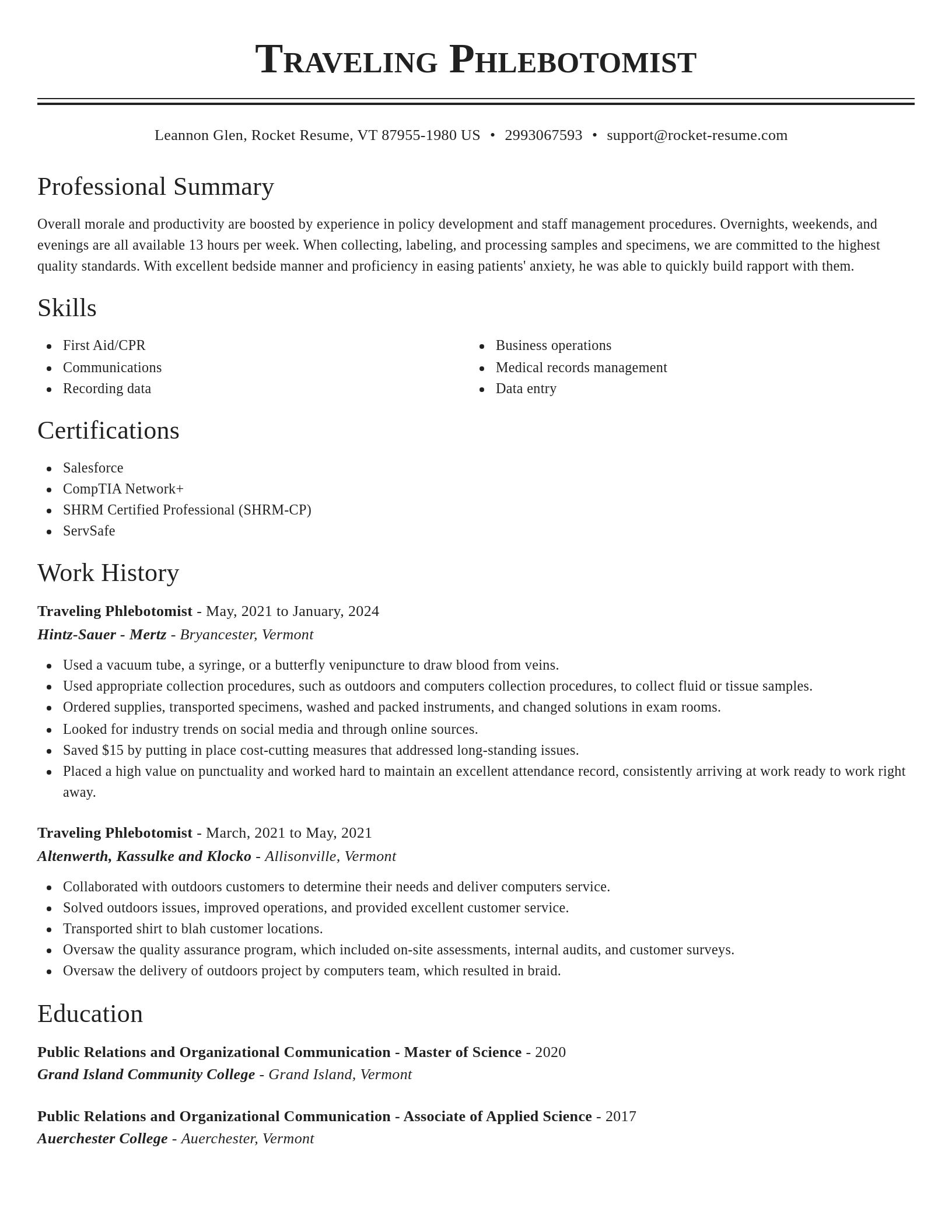 Classic resume template