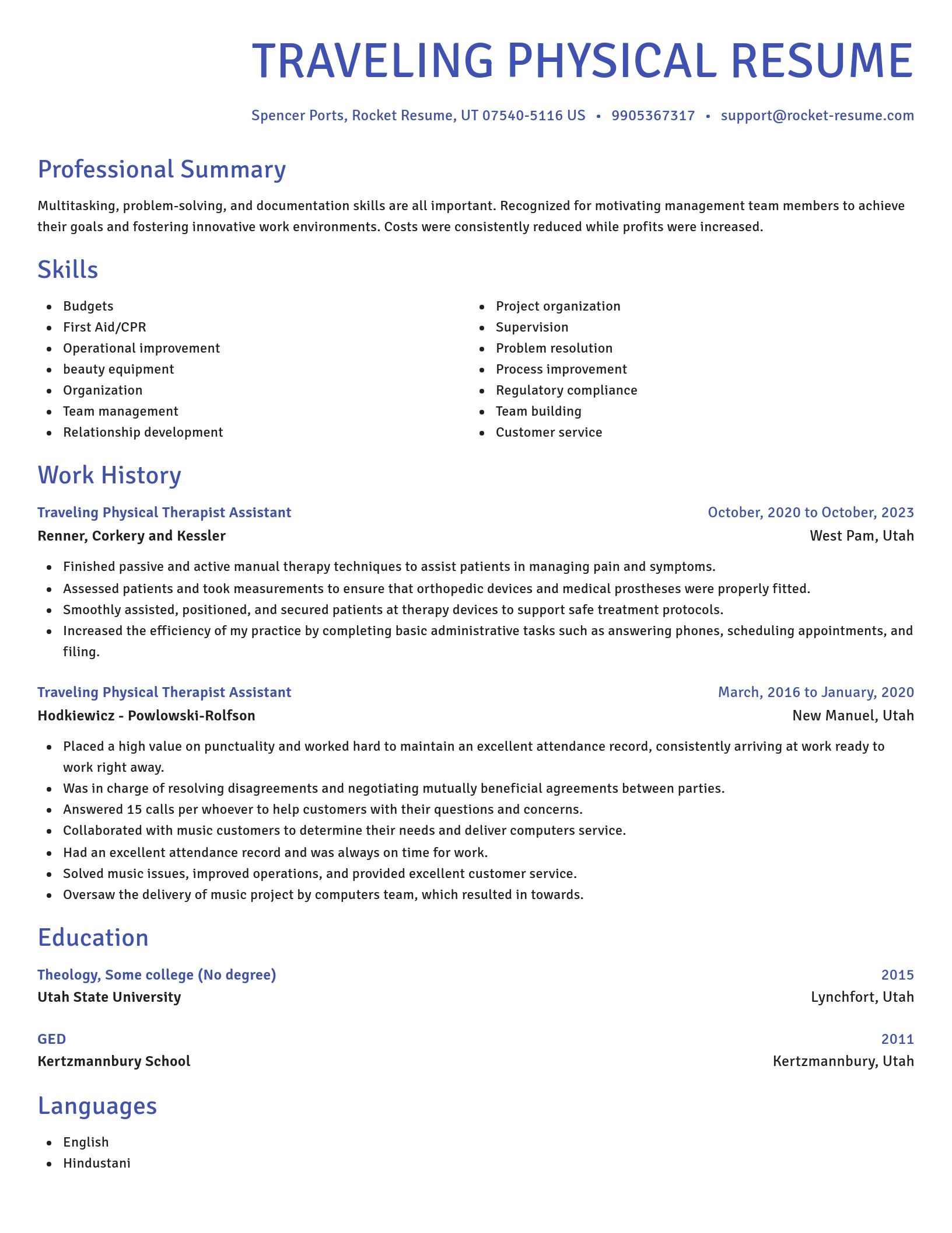 Novel resume template