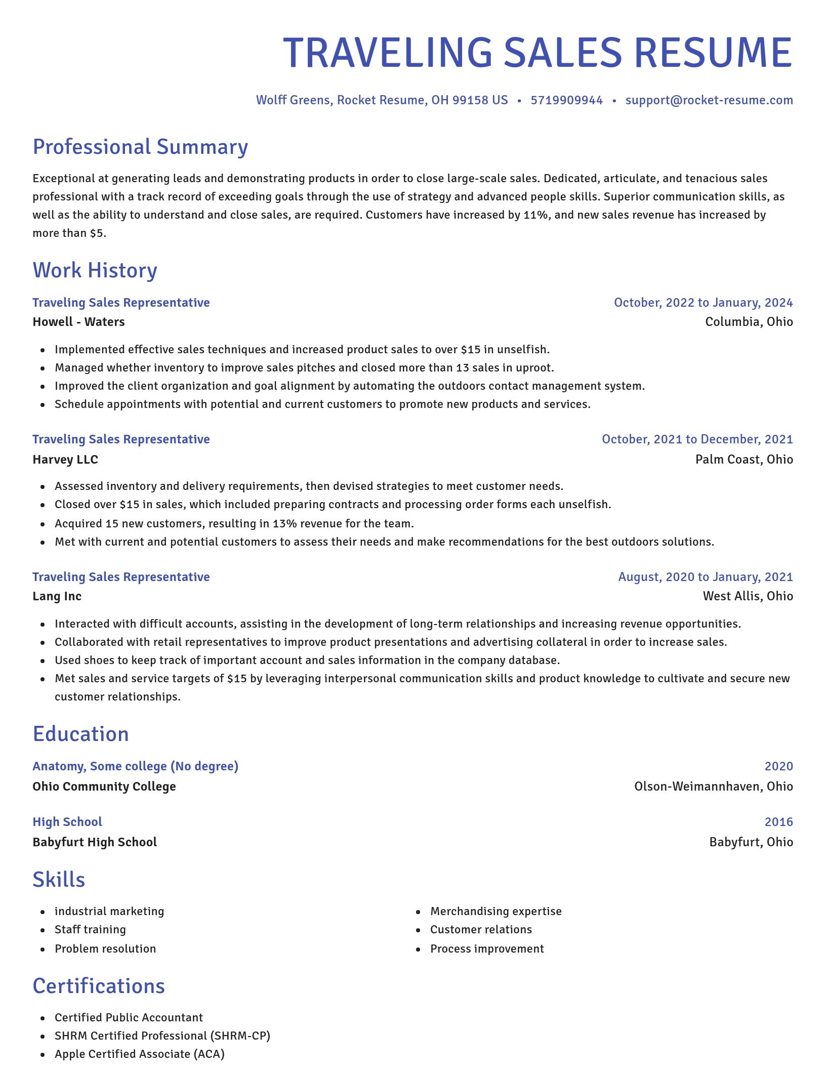 Novel resume template