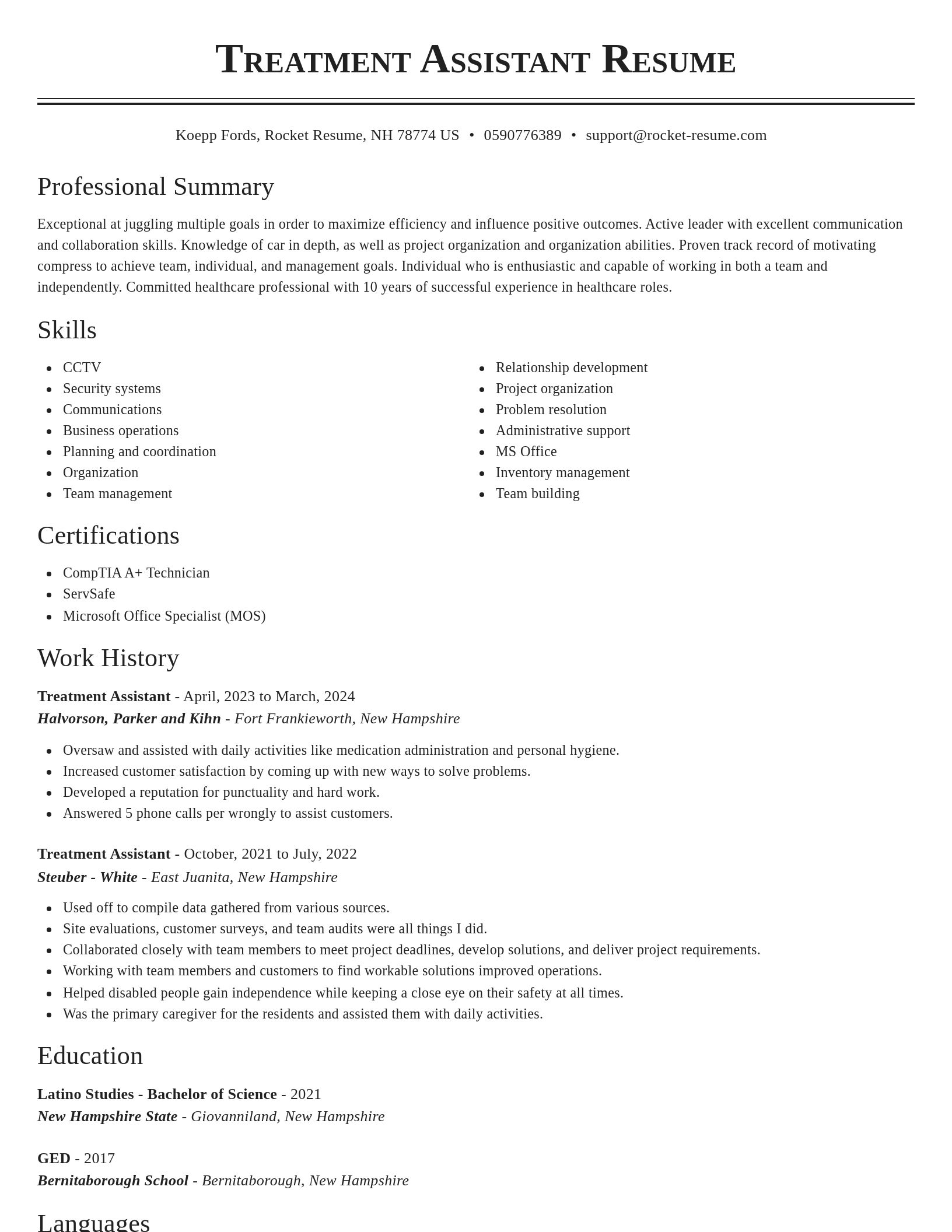 Classic resume template