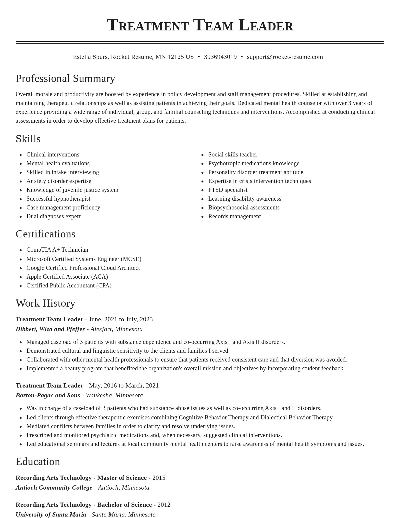 Classic resume template