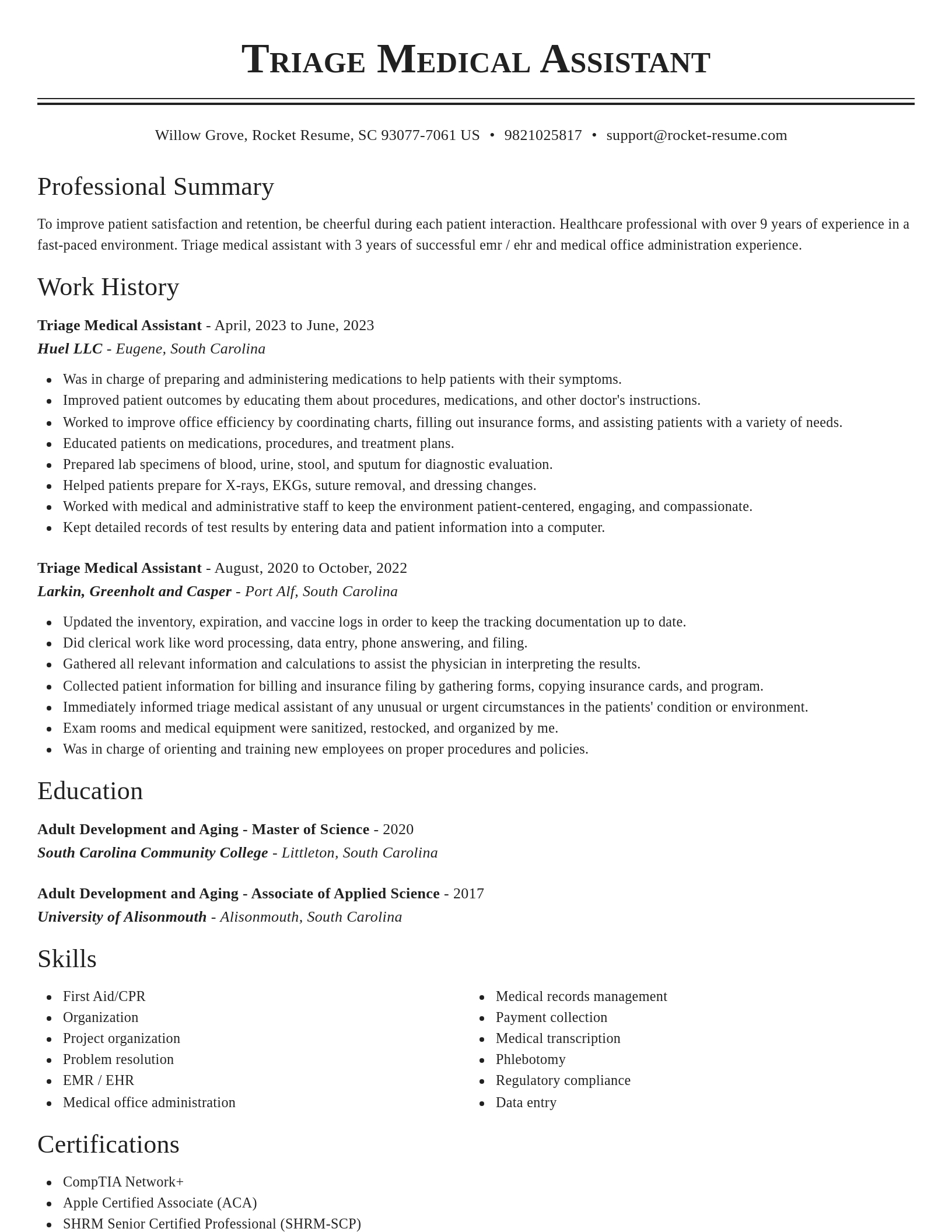 Classic resume template