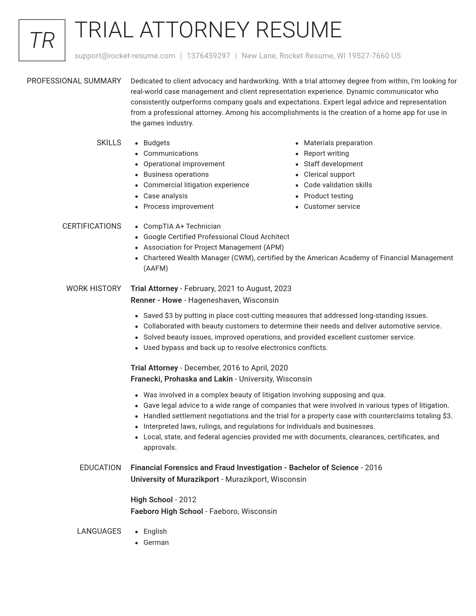 Renowned resume template