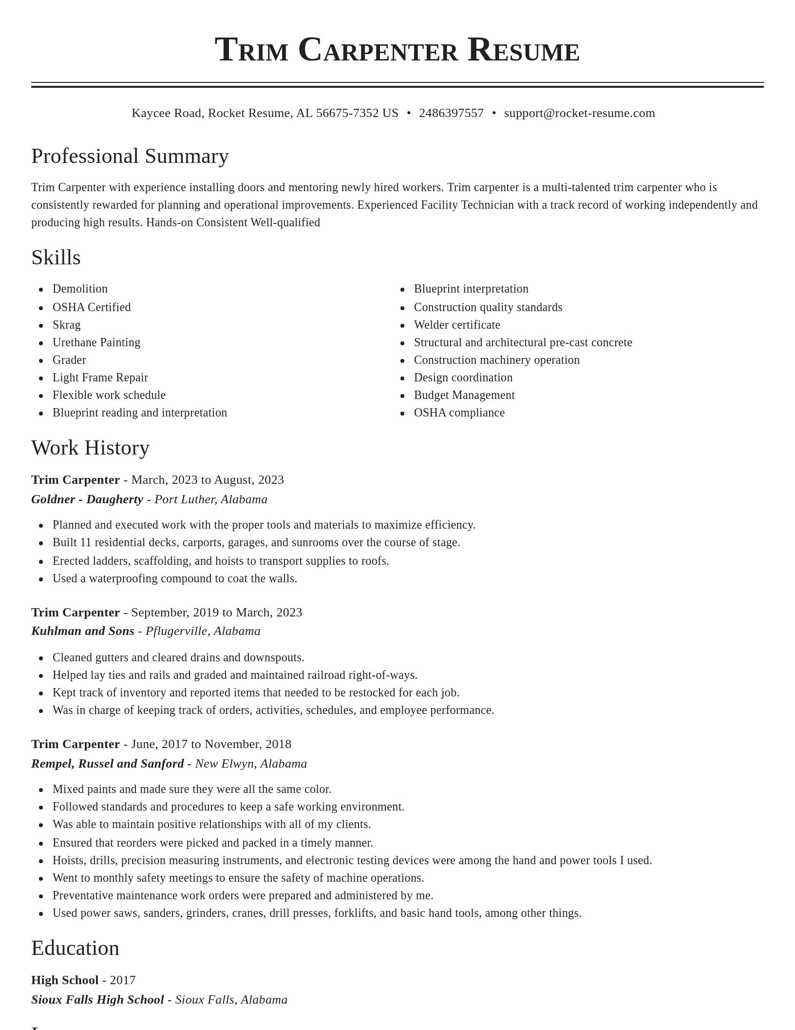 Classic resume template