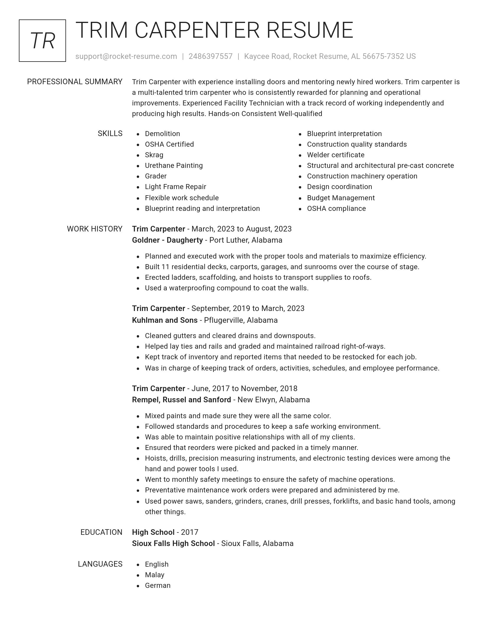 Renowned resume template