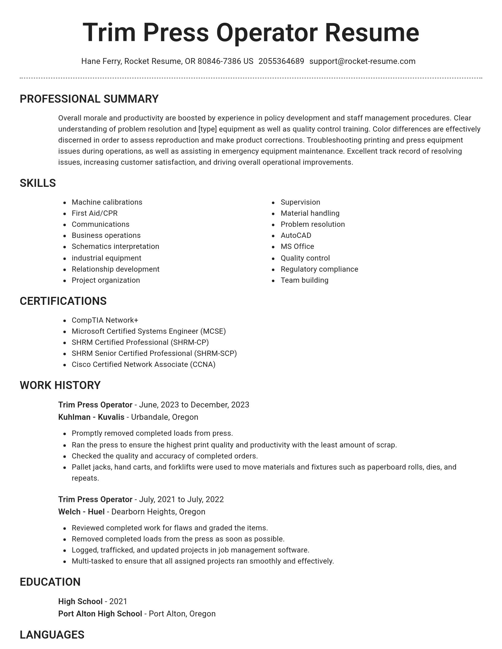 Brilliant resume template