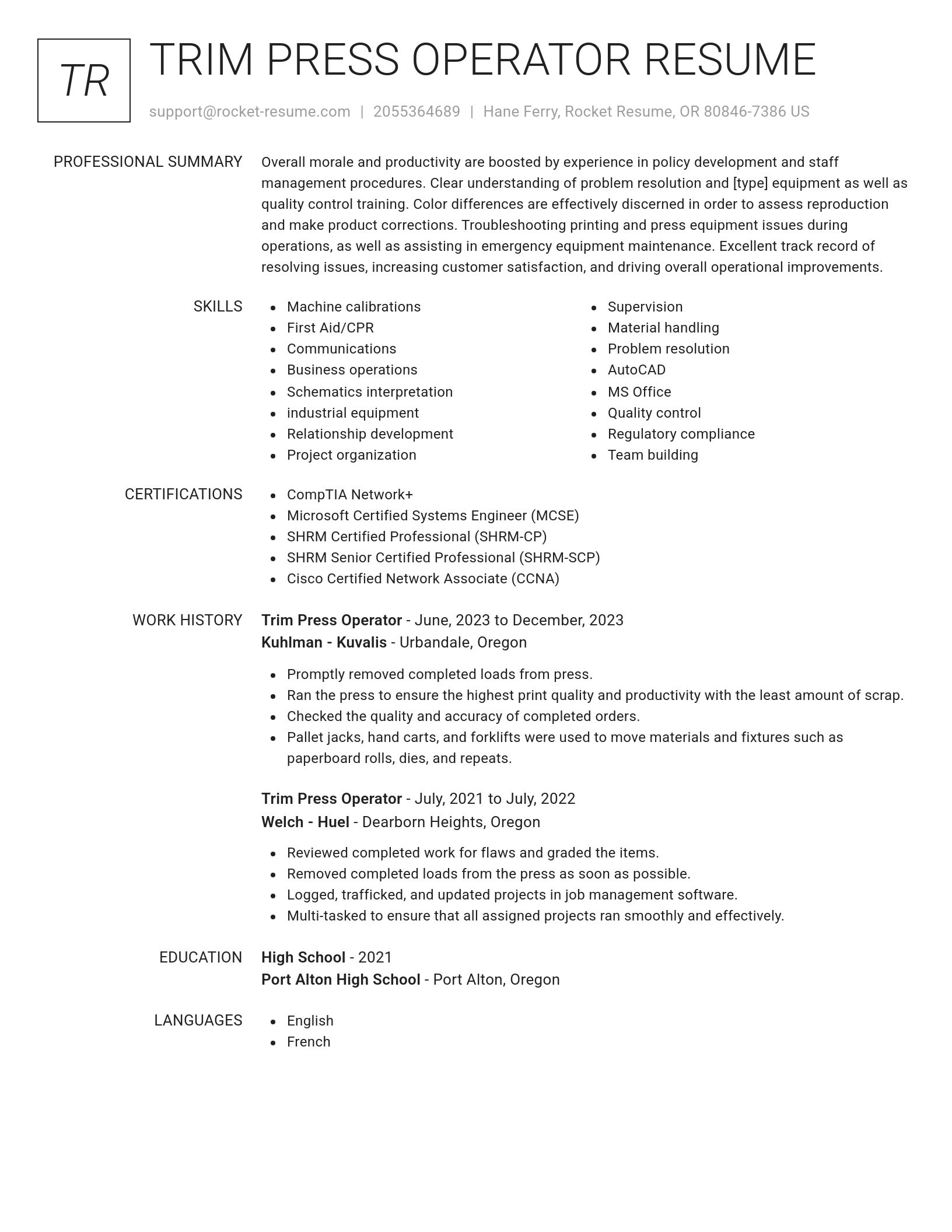 Renowned resume template