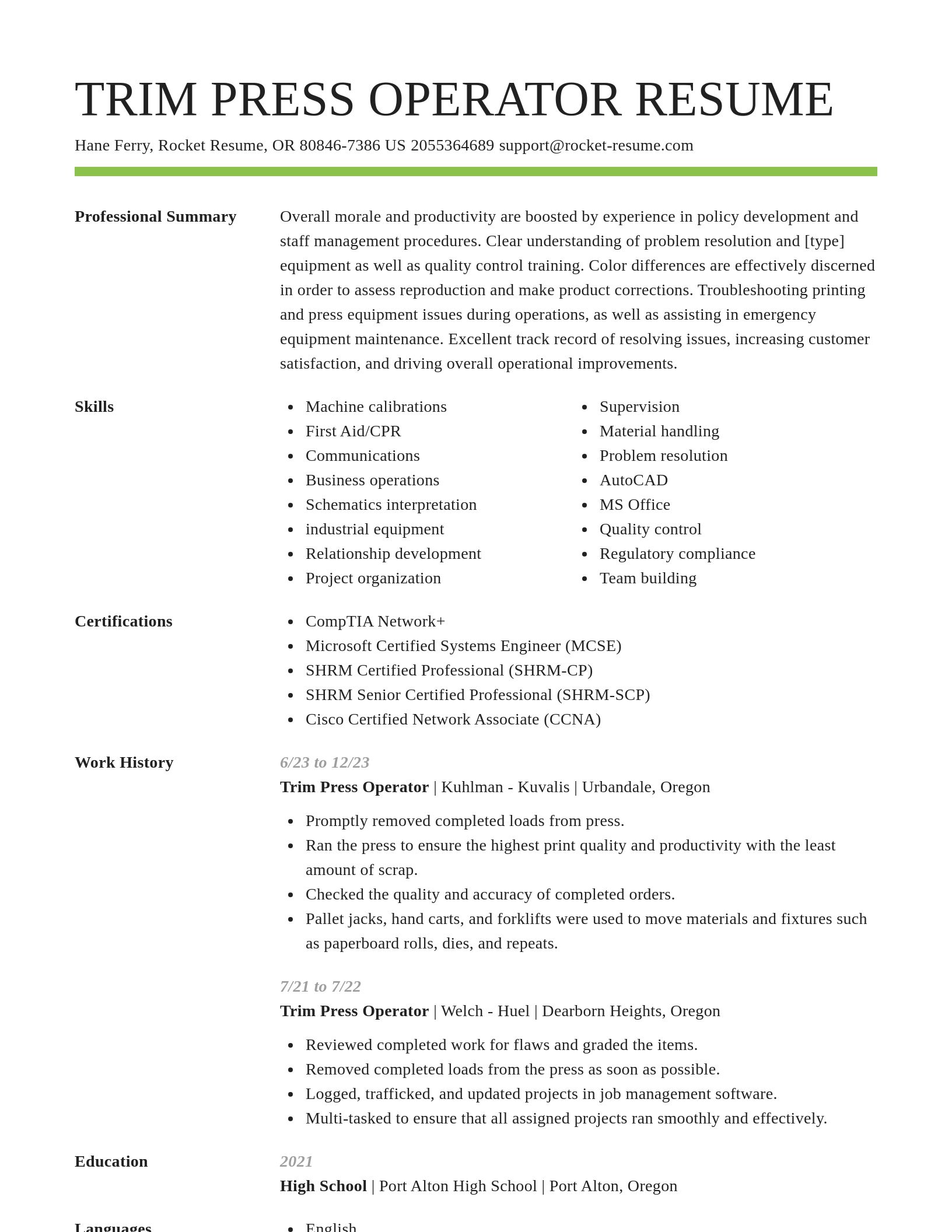 Smart resume template
