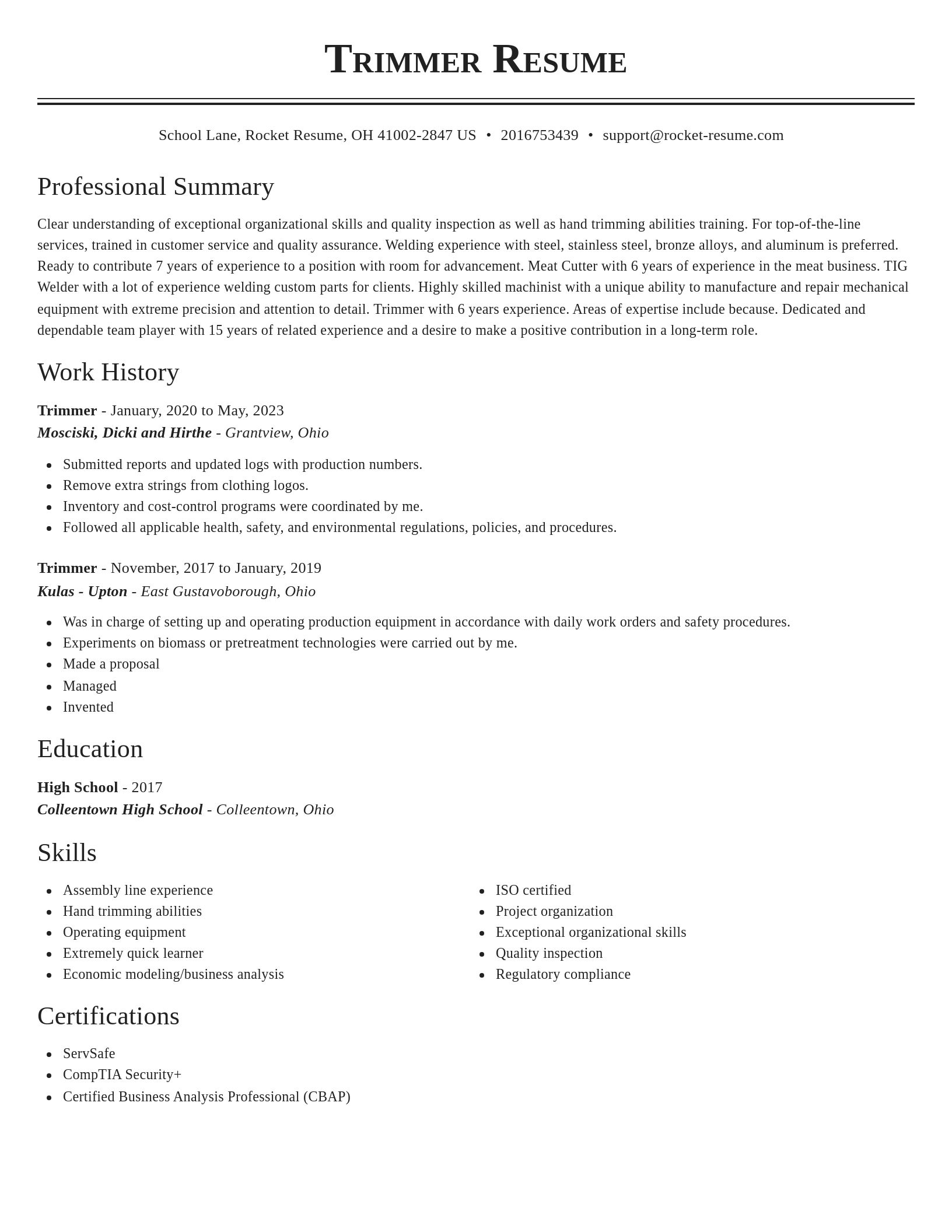 Classic resume template