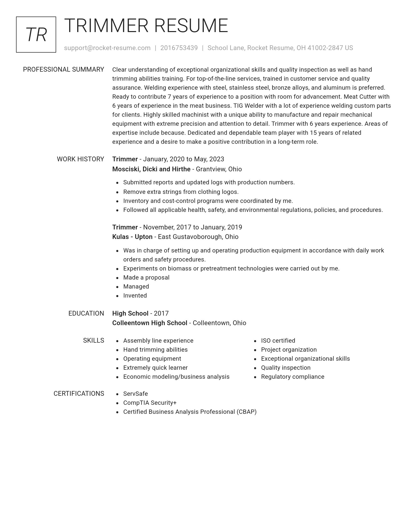 Renowned resume template