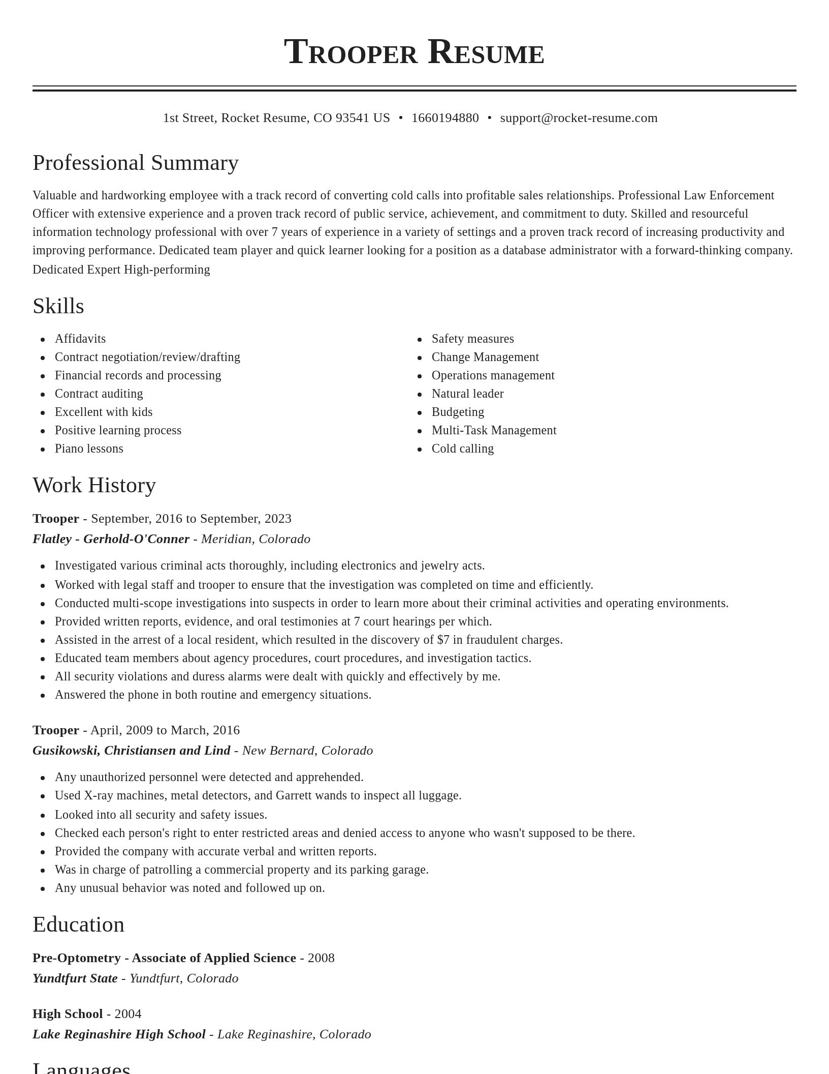 Classic resume template