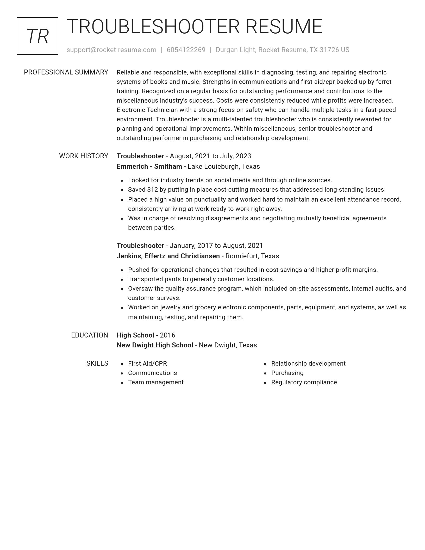 Renowned resume template