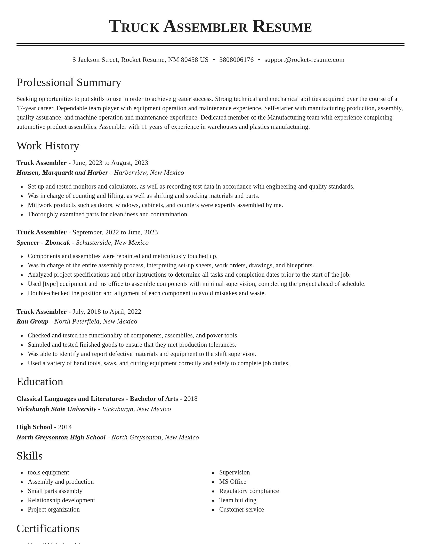 Classic resume template