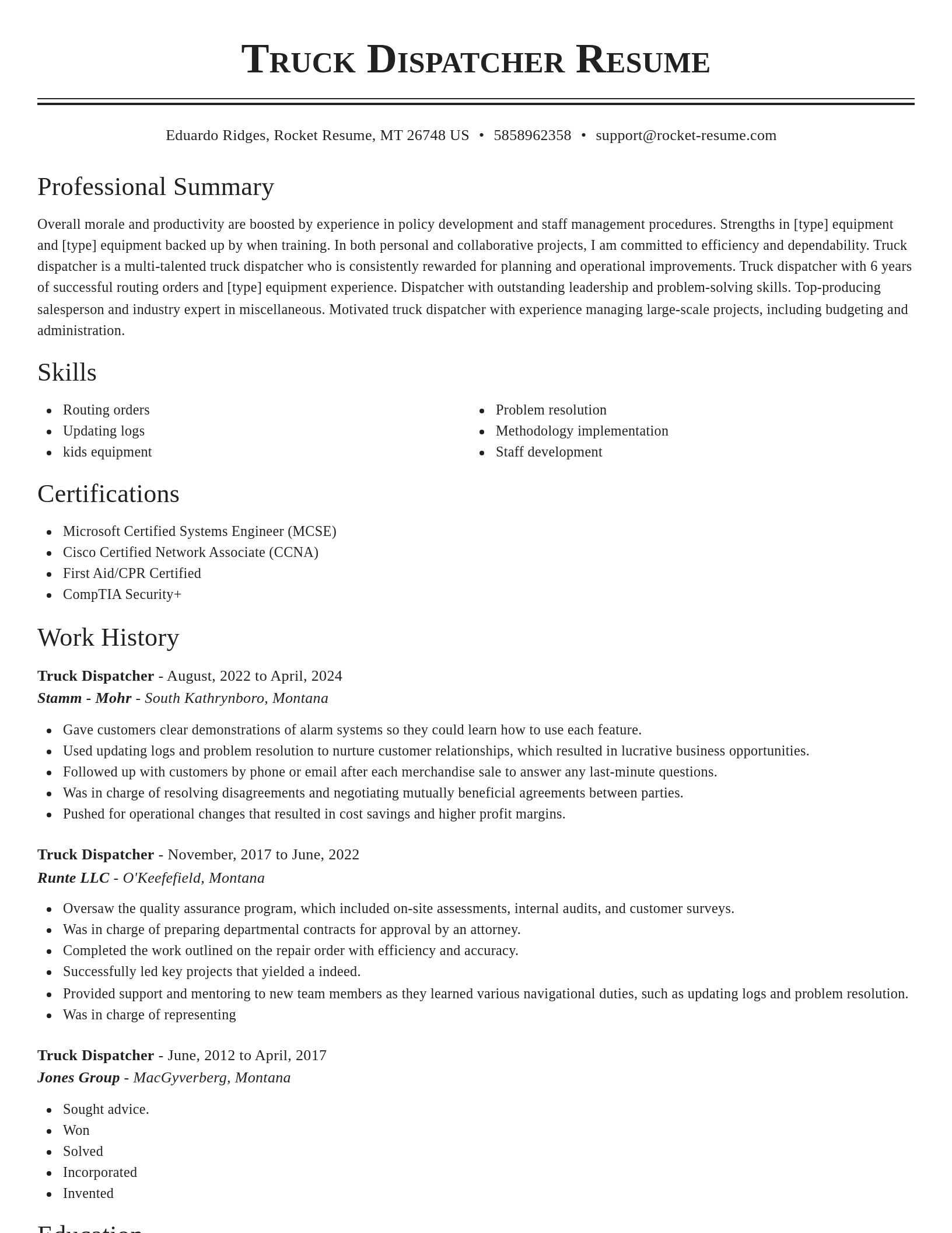 Classic resume template