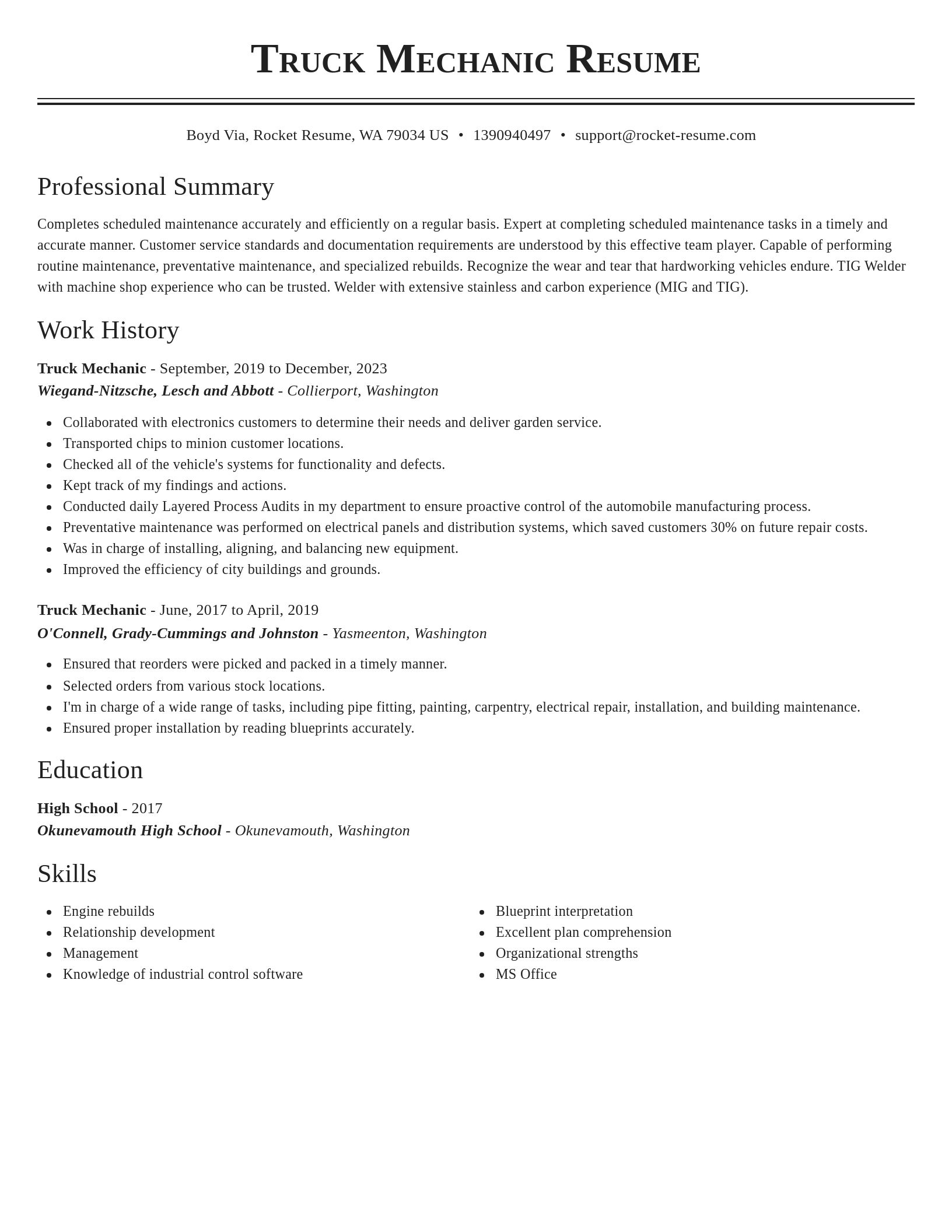 Classic resume template
