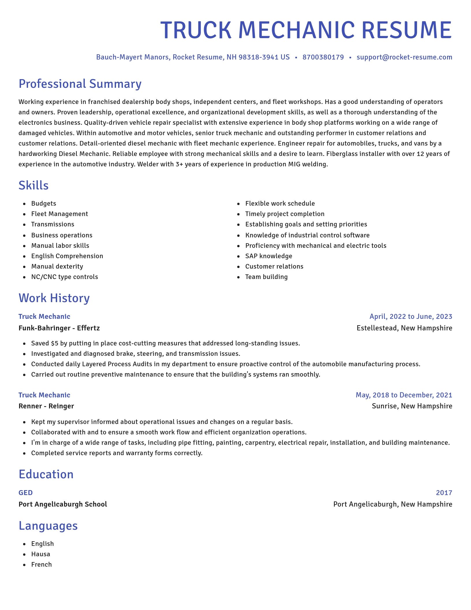 Novel resume template