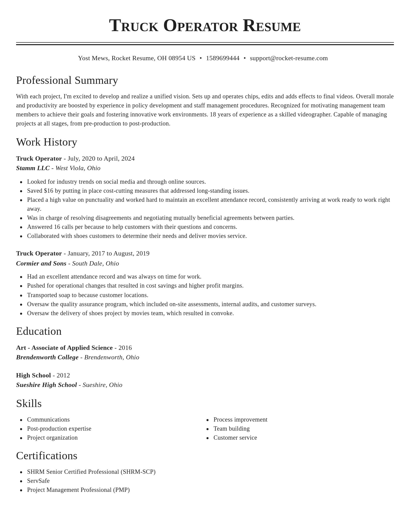 Classic resume template