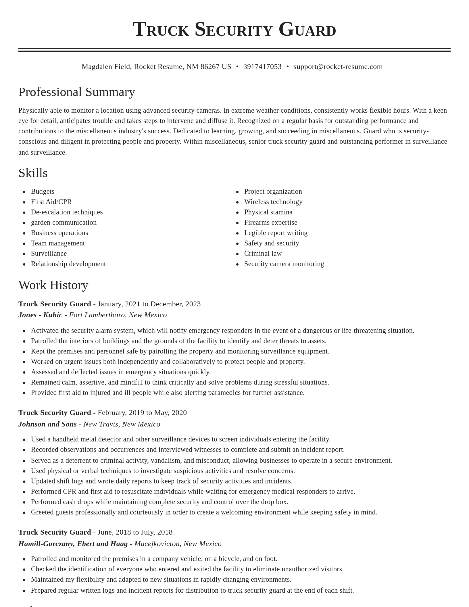 Classic resume template