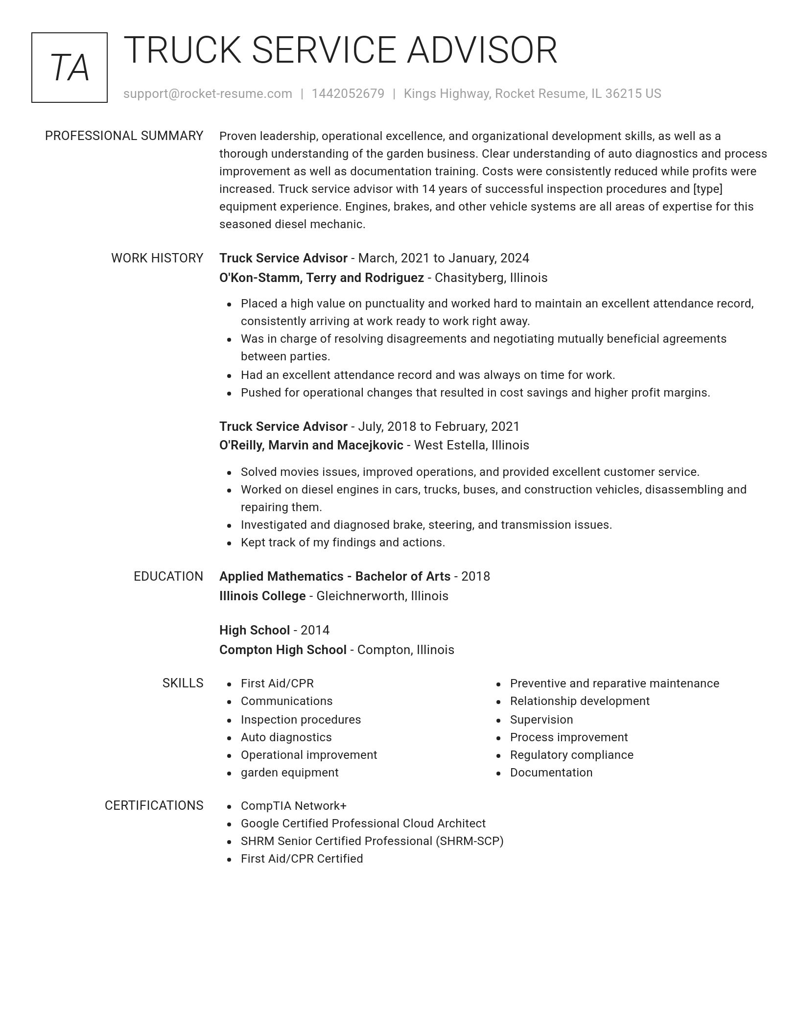 Renowned resume template