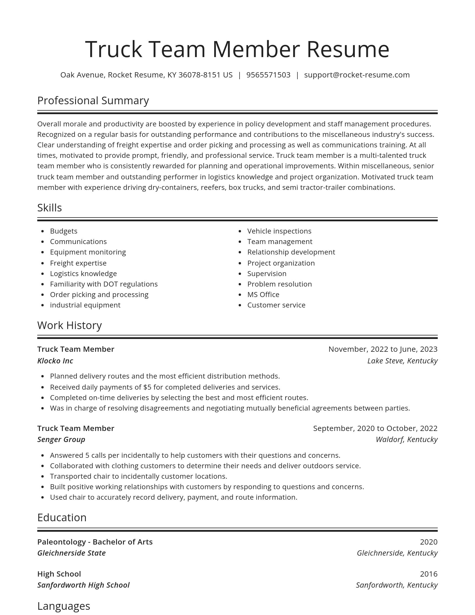 Spotlight resume template