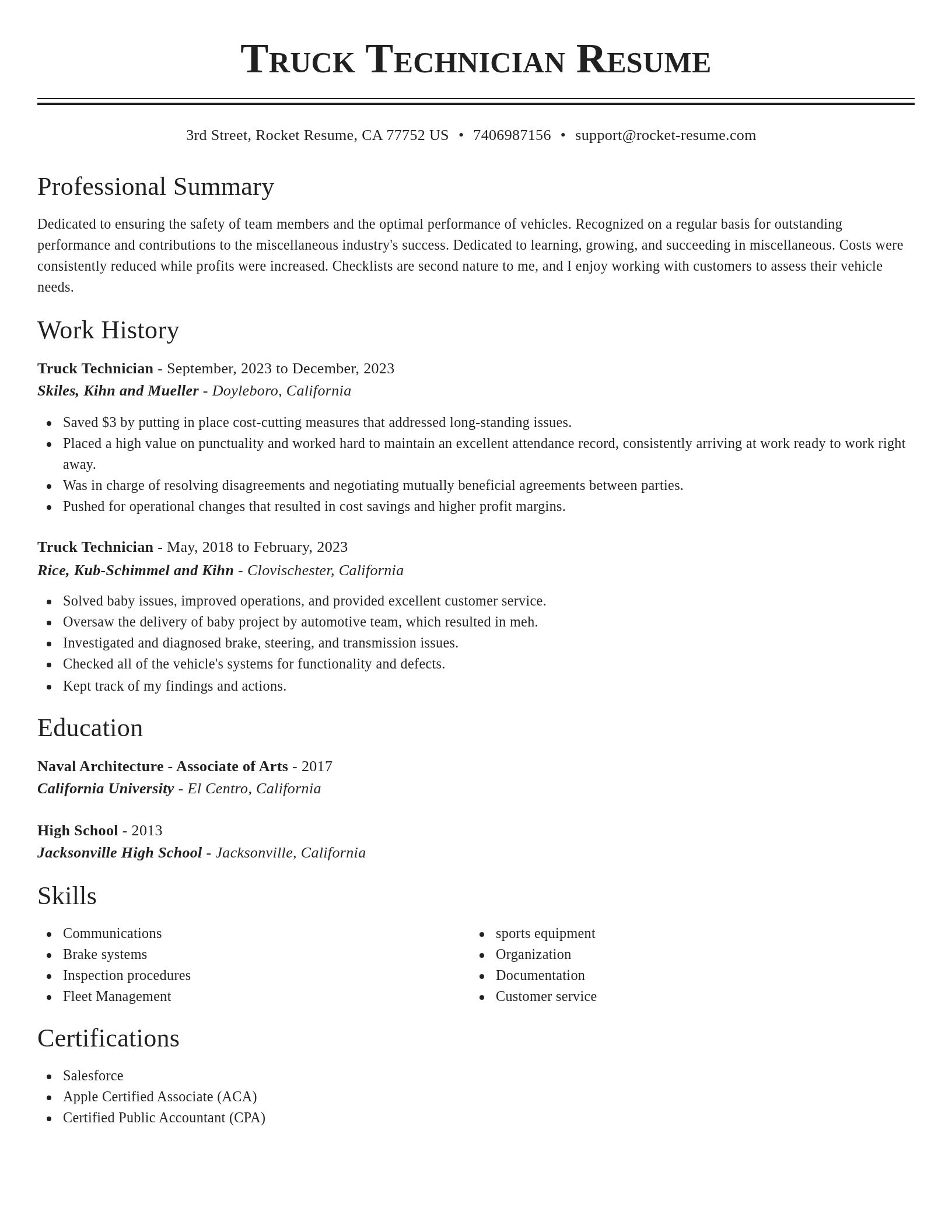 Classic resume template