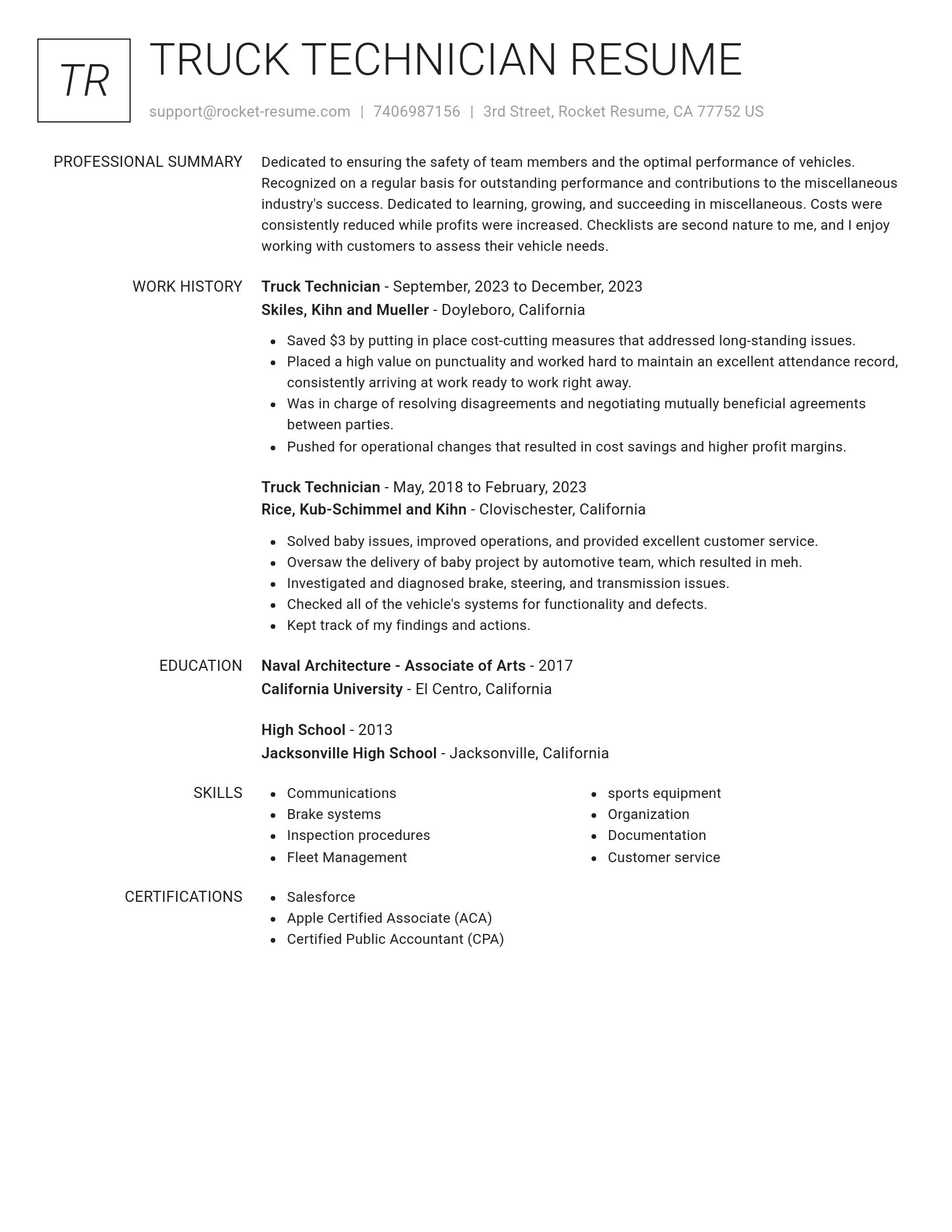 Renowned resume template