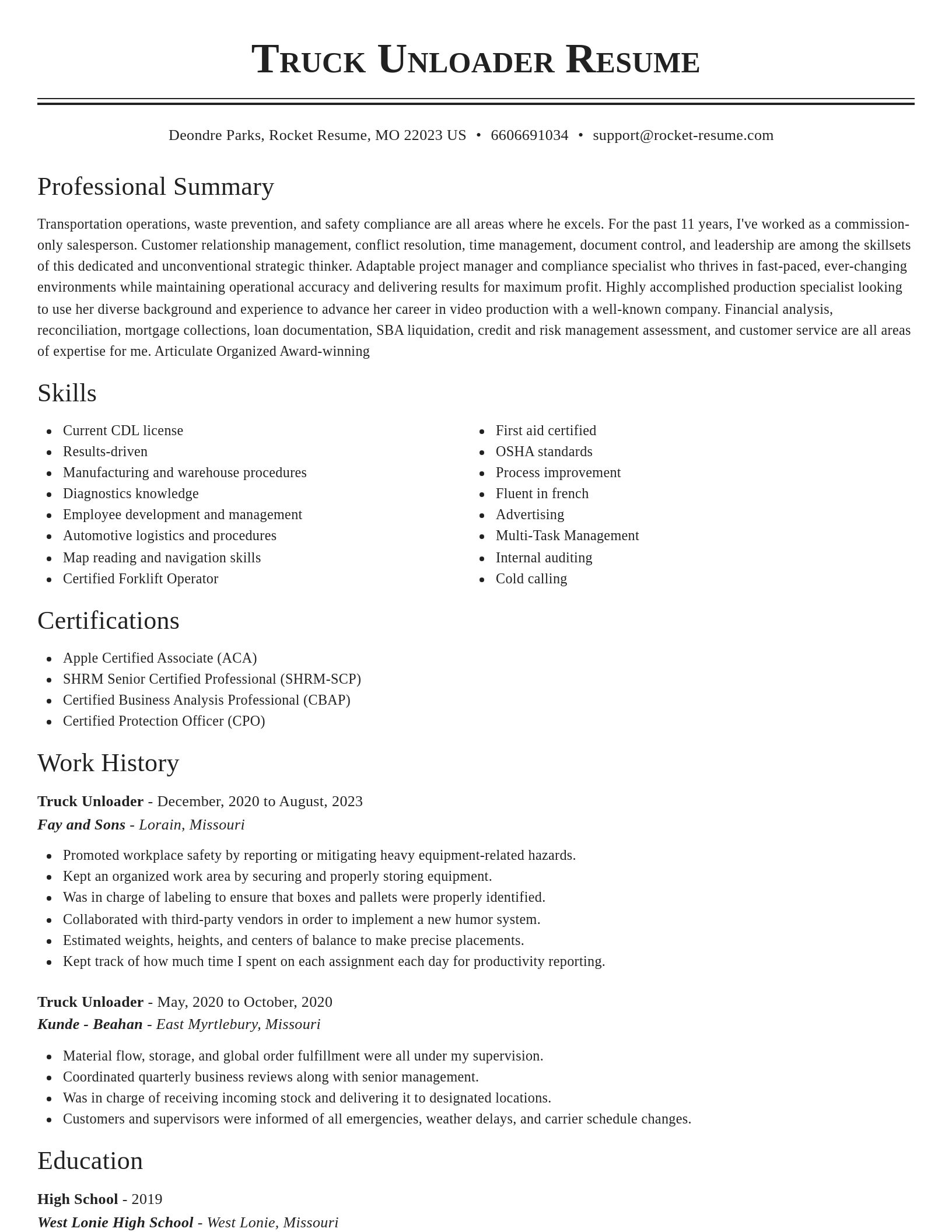 Classic resume template