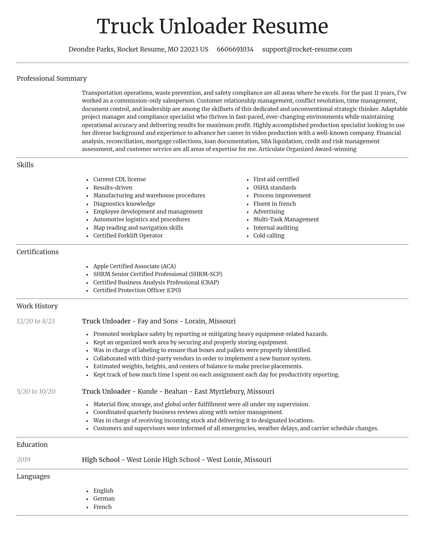 Dignified resume template